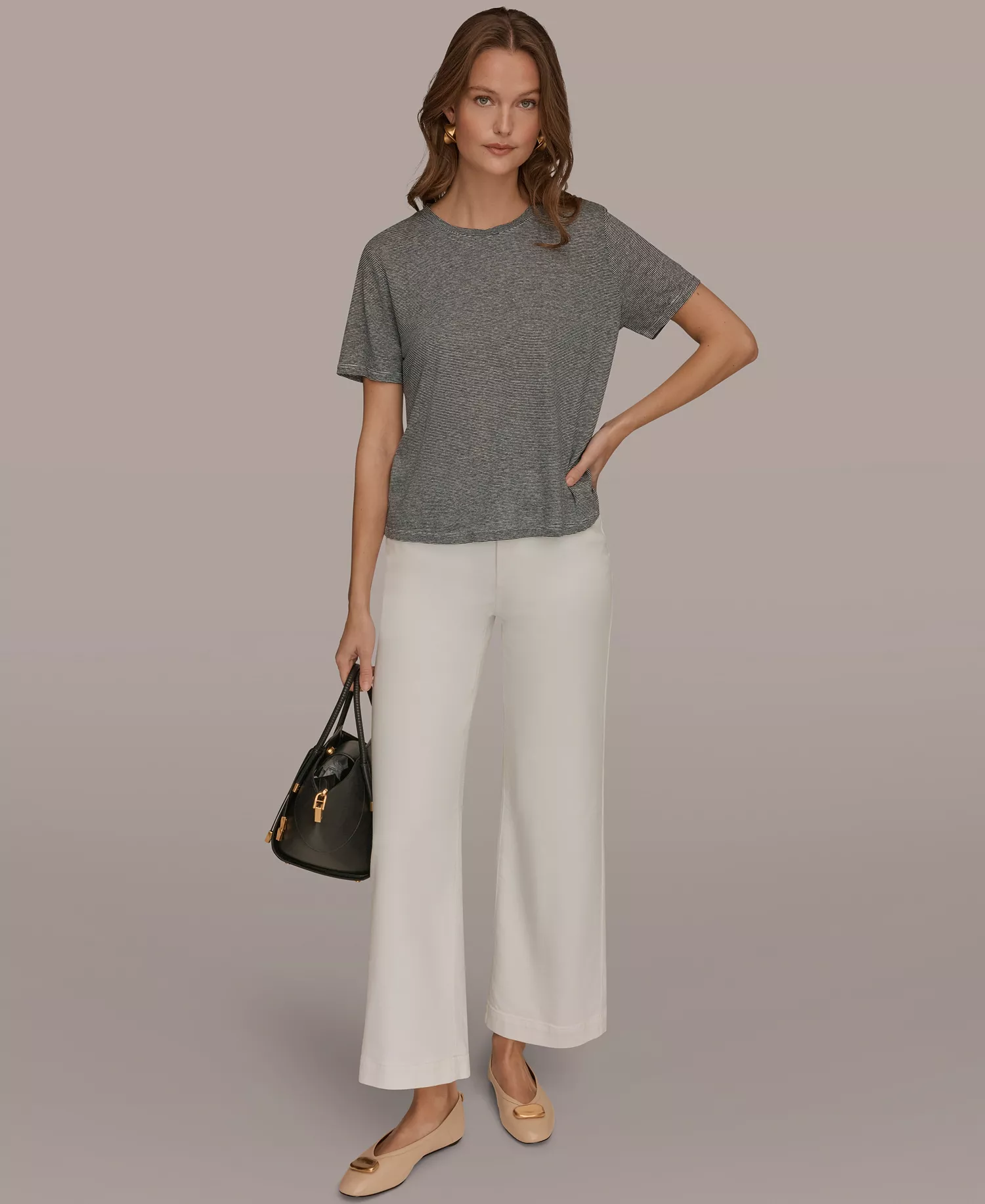 Women's Linen Jersey Striped Tee - Nghtfall/cream - L