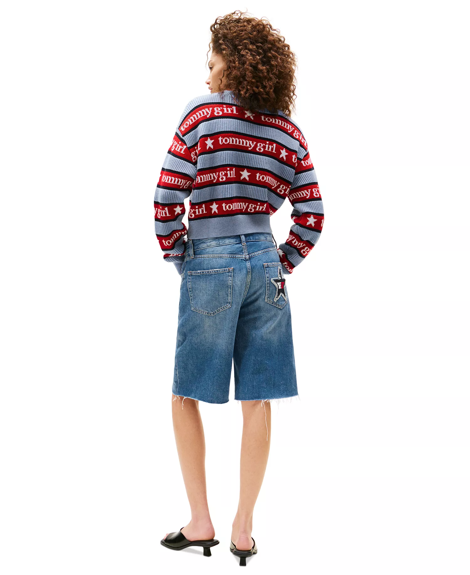 Tommy Girl Women's Striped Sweater - Sweet Blue - L