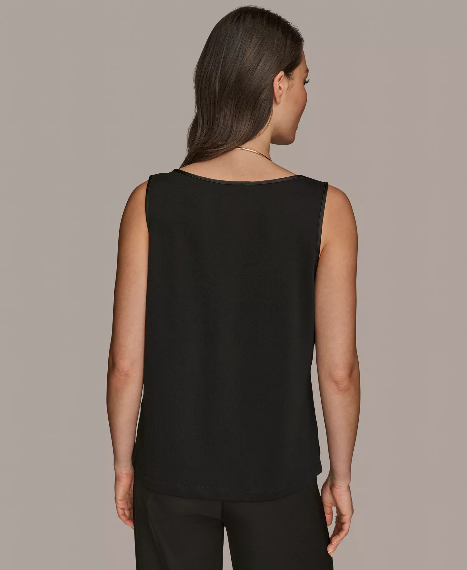 Women's Satin Scoop-Neck Tank Top - Black - L