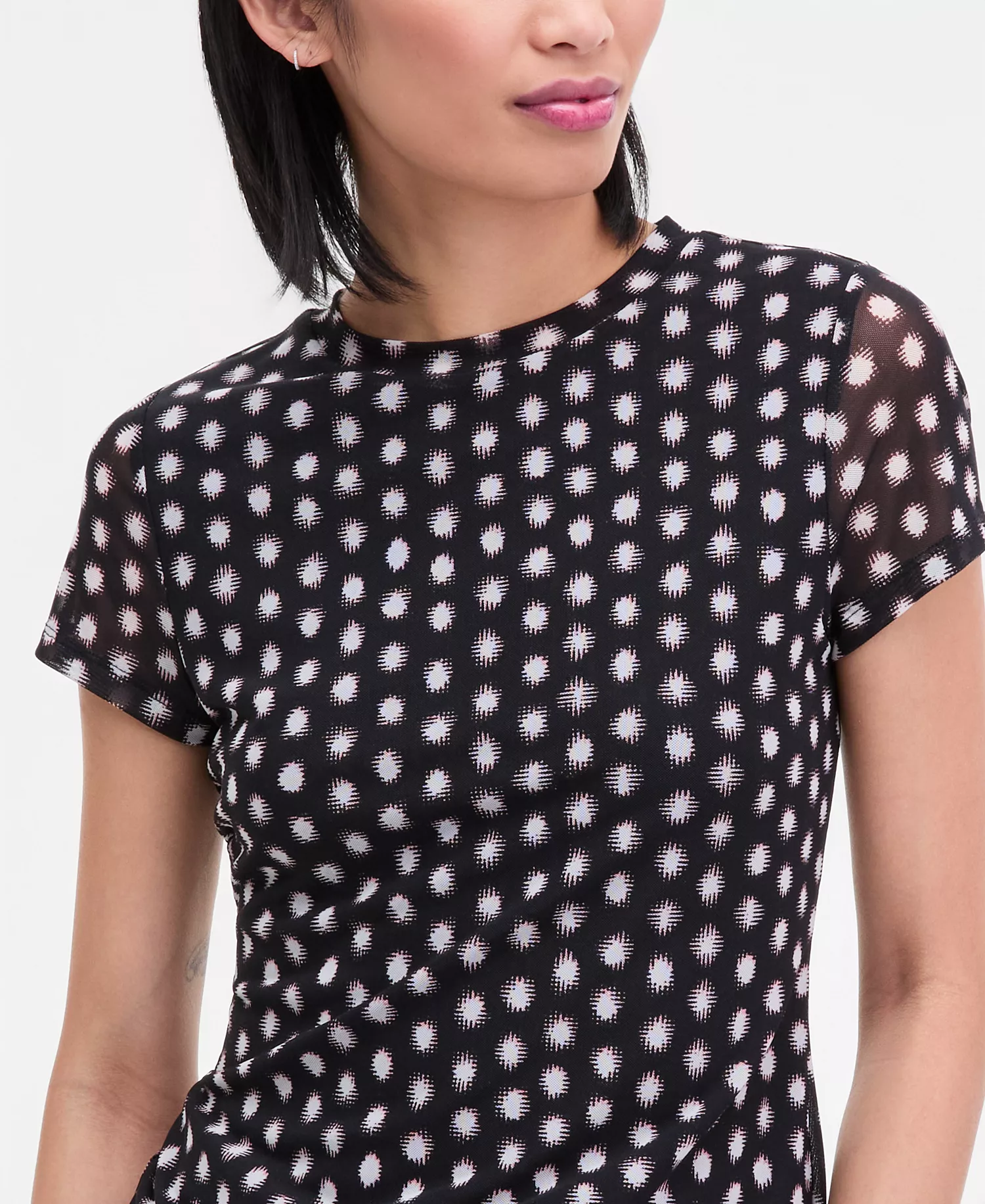 Women's Printed Mesh Top, Macy's Exclusive - Nyla Spots - L