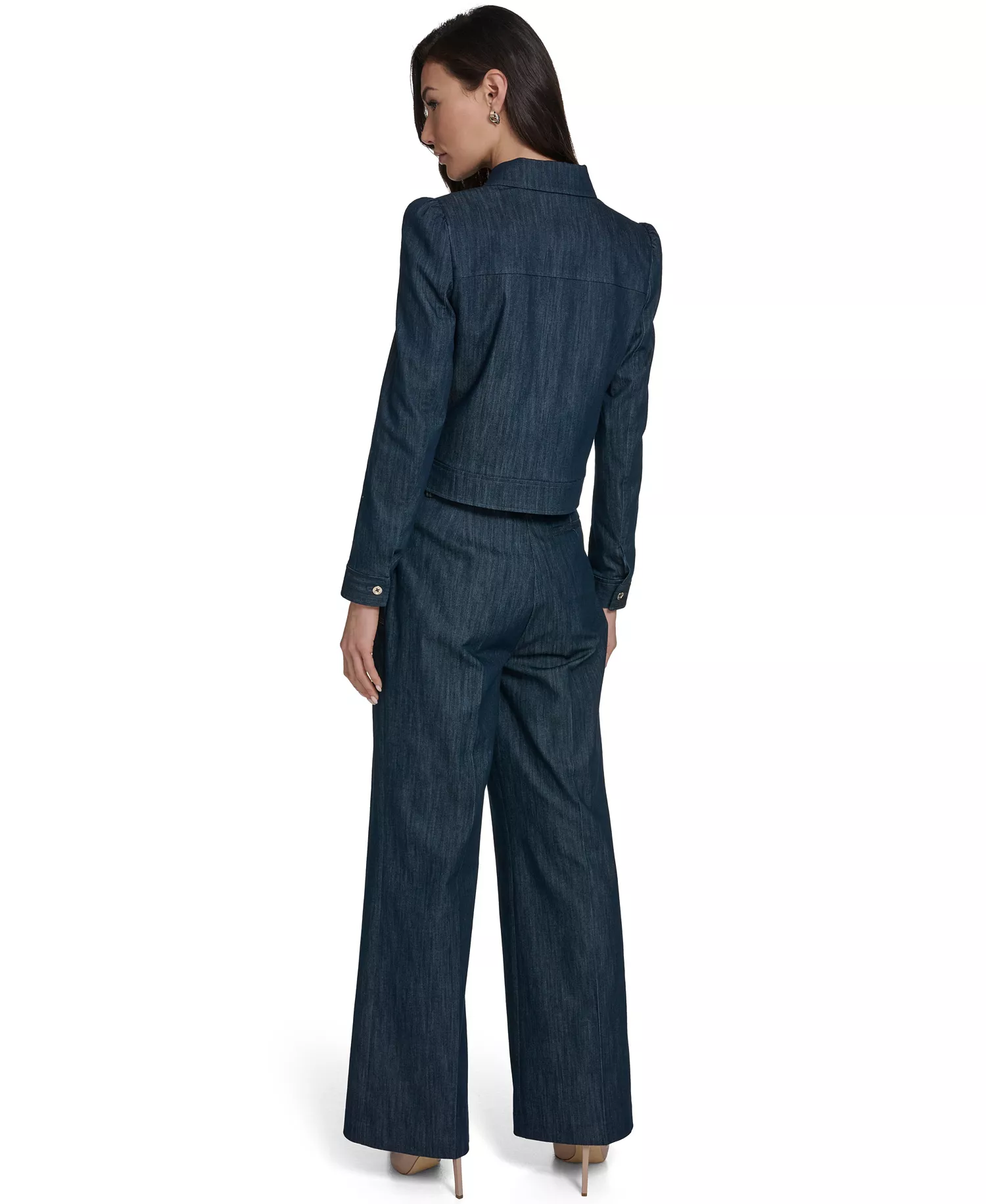 Women's Denim Zip Trucker Jacket - Navy - L