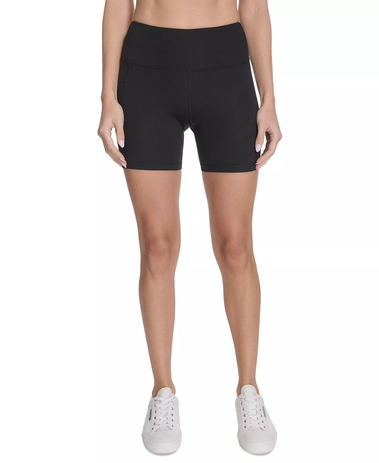 Women's Outline Logo High-Rise Bike Shorts - Black / White - XS