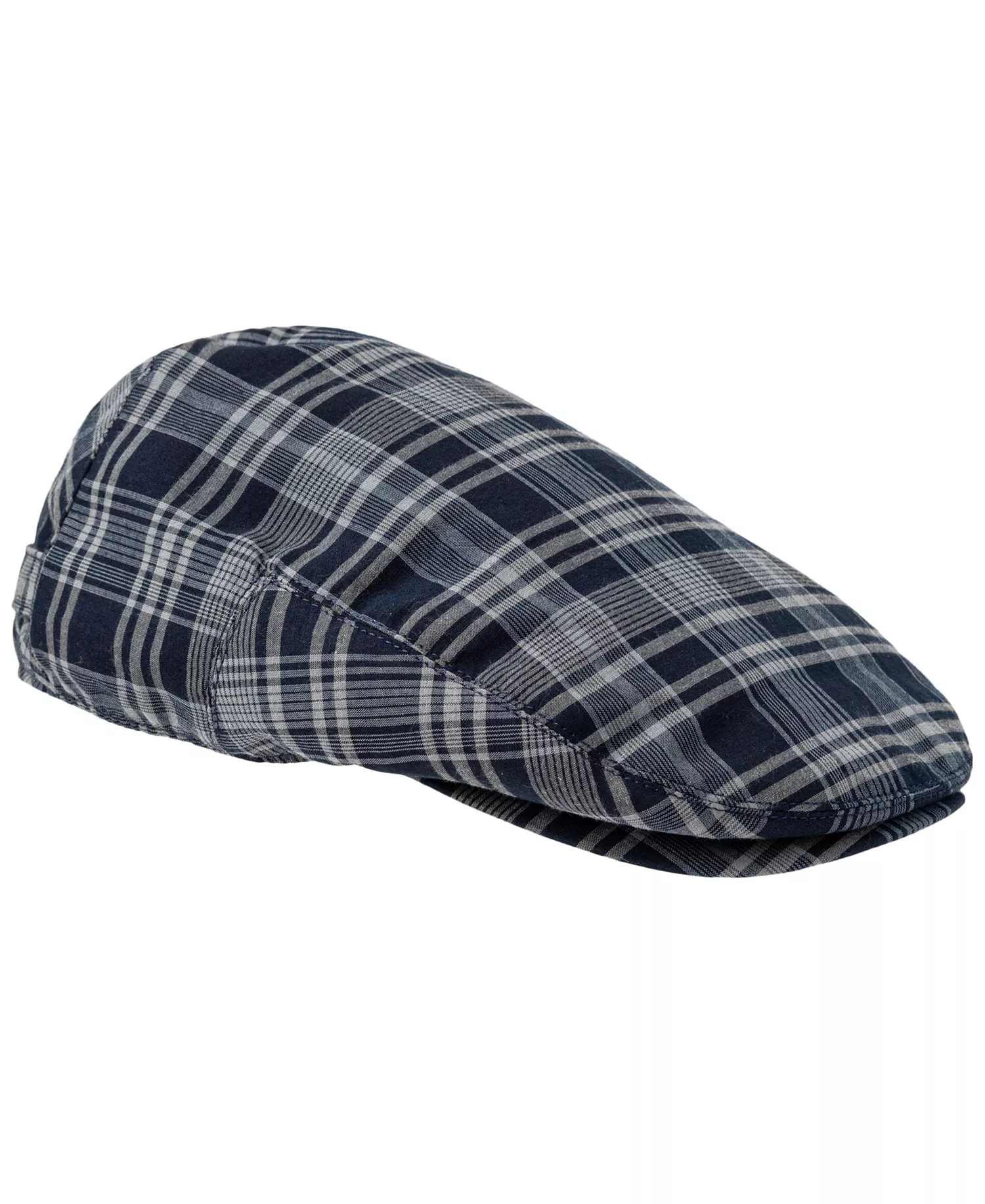 Men's Plaid Flat Cap - Navy plaid - ONE SIZE