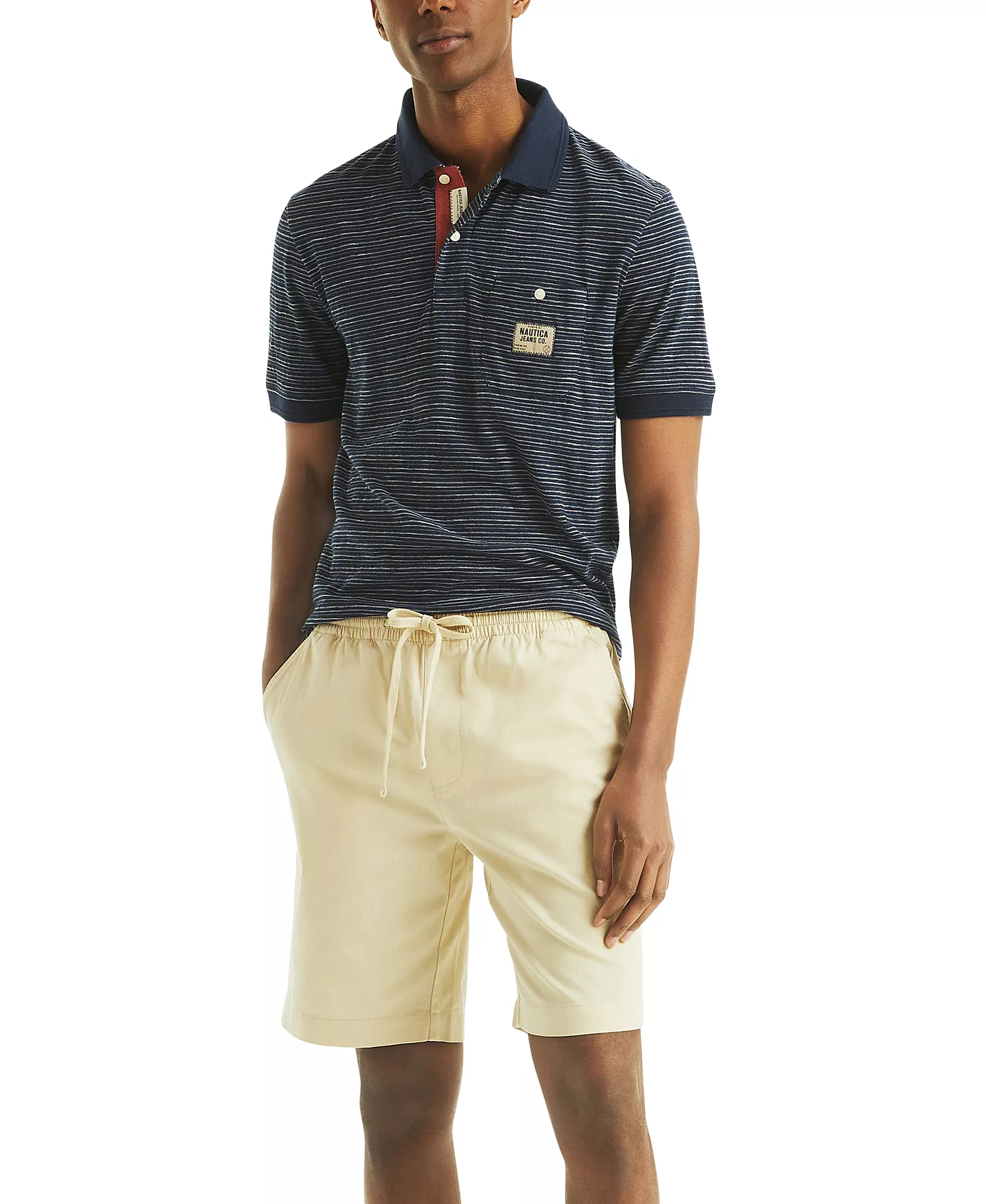 Men's Short Sleeve Textured Striped Polo Shirt - Black Iris - 2XL