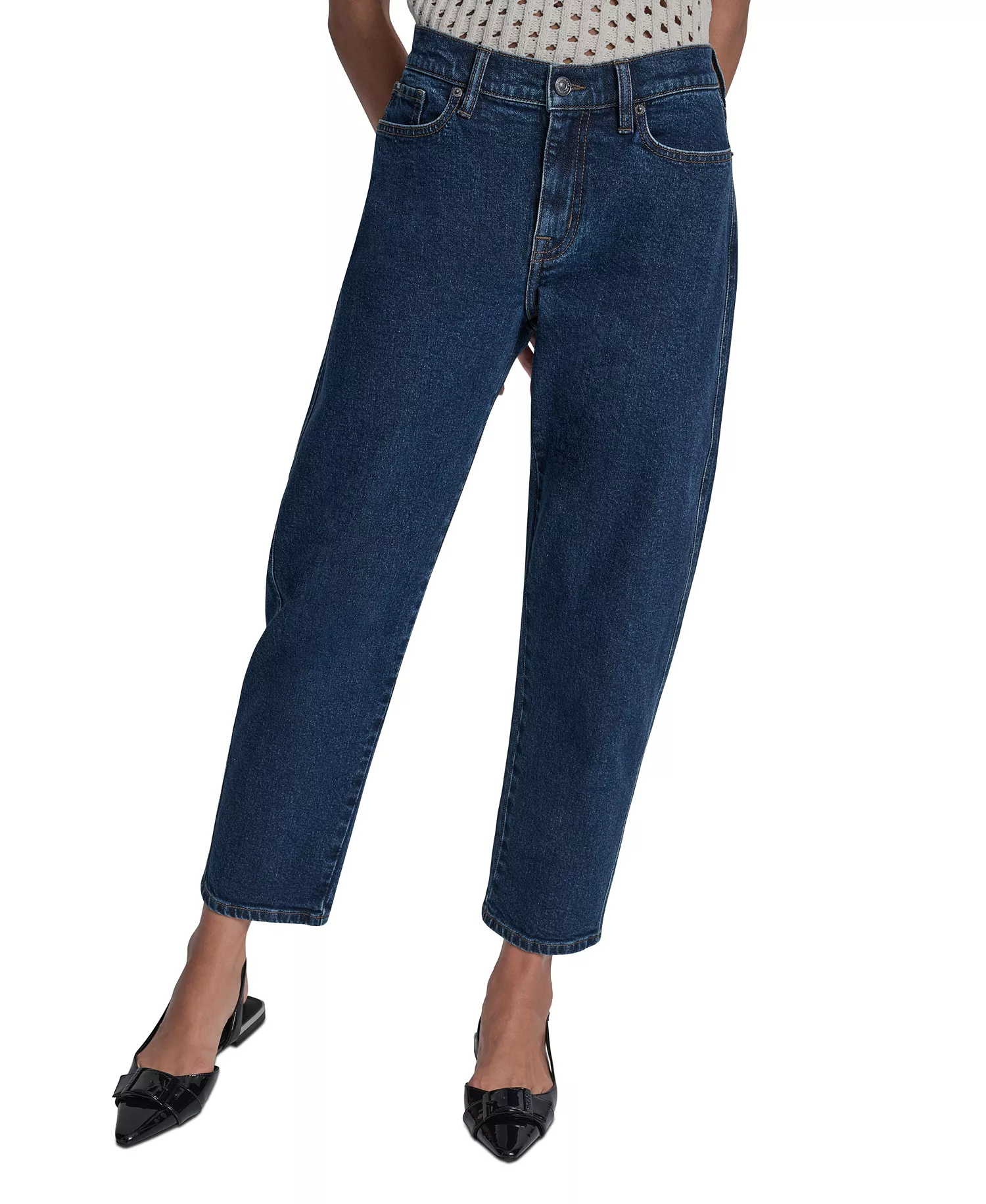 Petite Mid-Rise Barrel-Leg Jeans - Plymouth - 25P