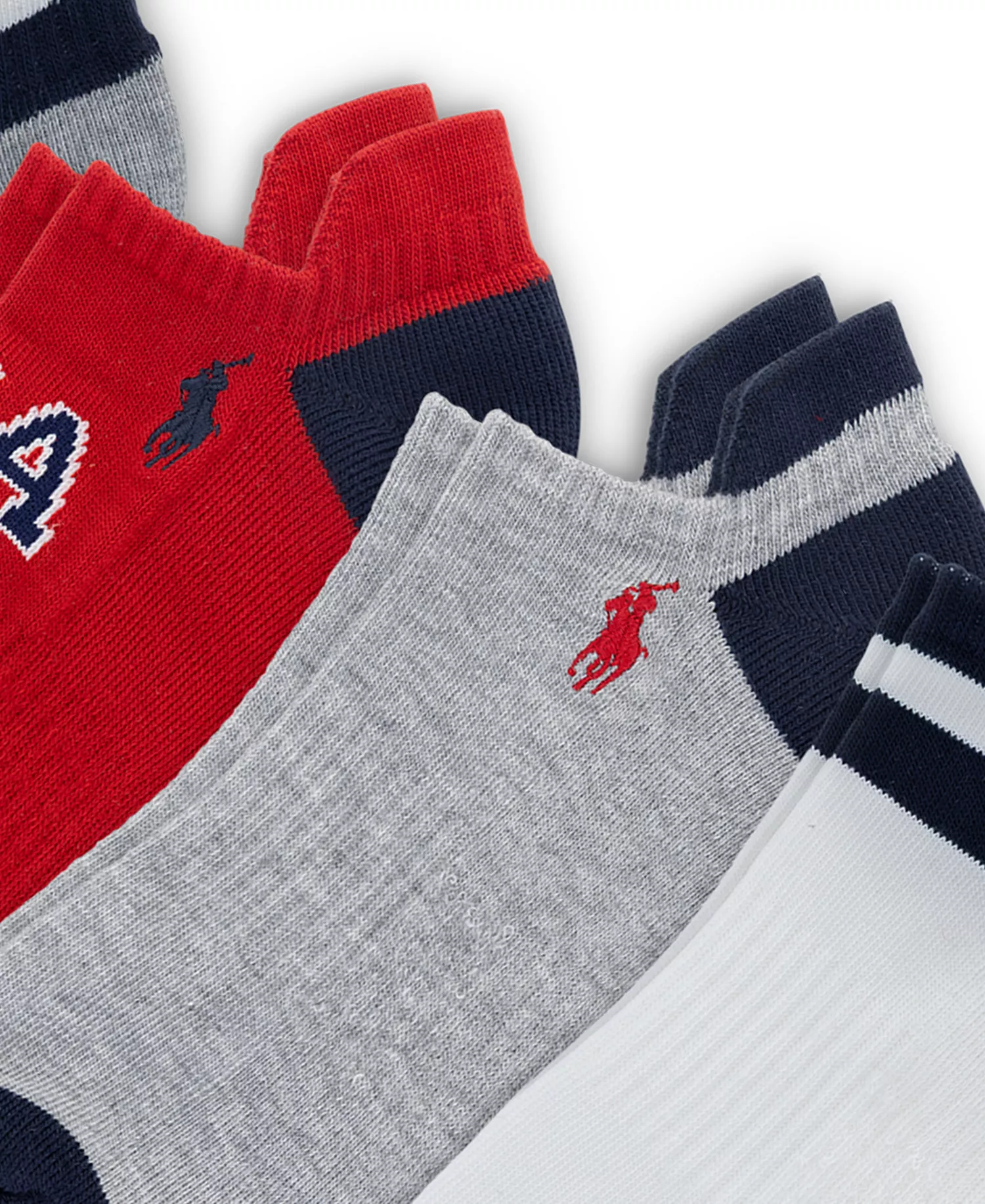 Men's USA Logo Low-Cut Socks, 6-Pack - Gray/White/Red/Black - 10-13