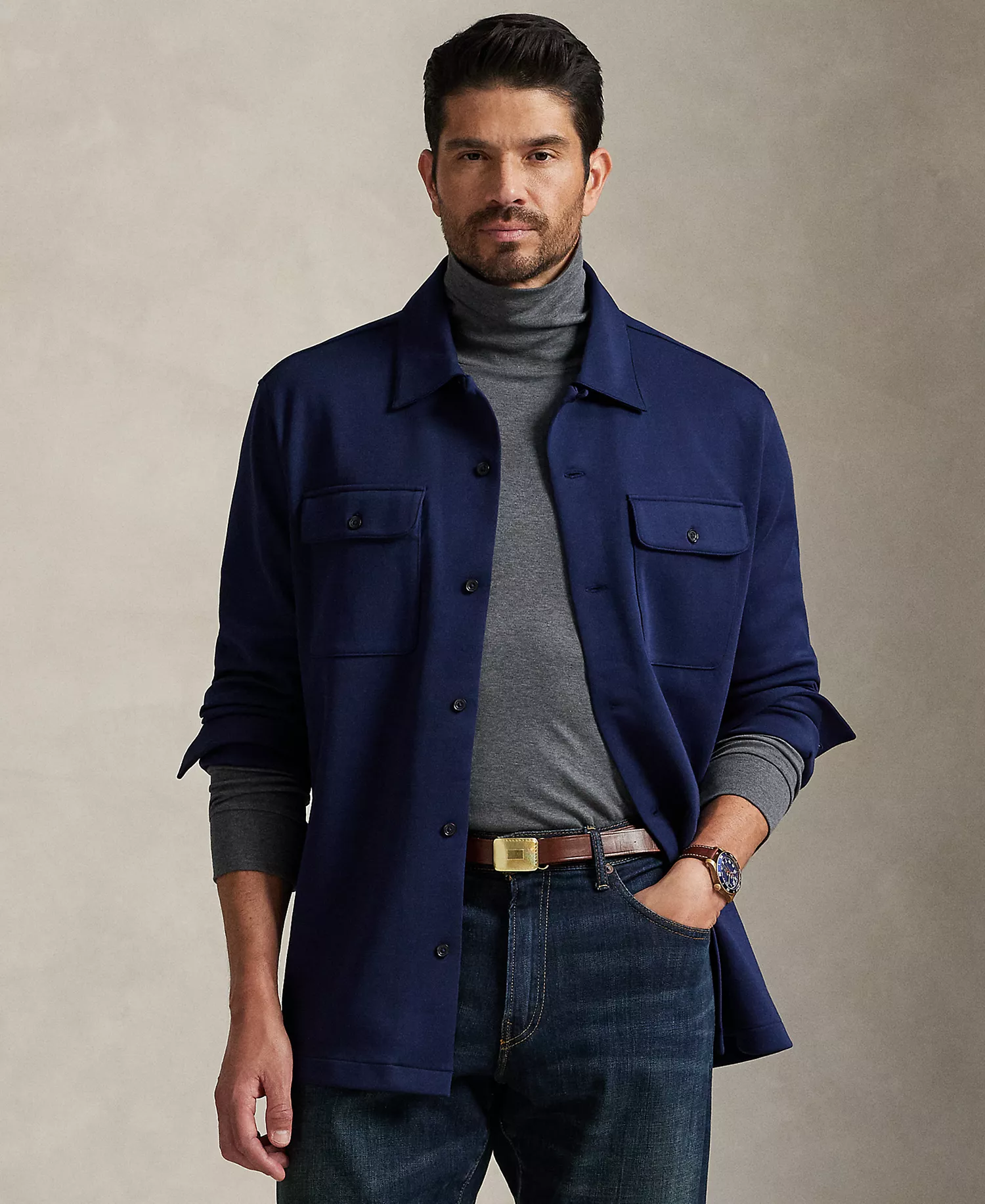 Long Sleeve Double Knit Tech Shirt - Cruise Navy - 2LT