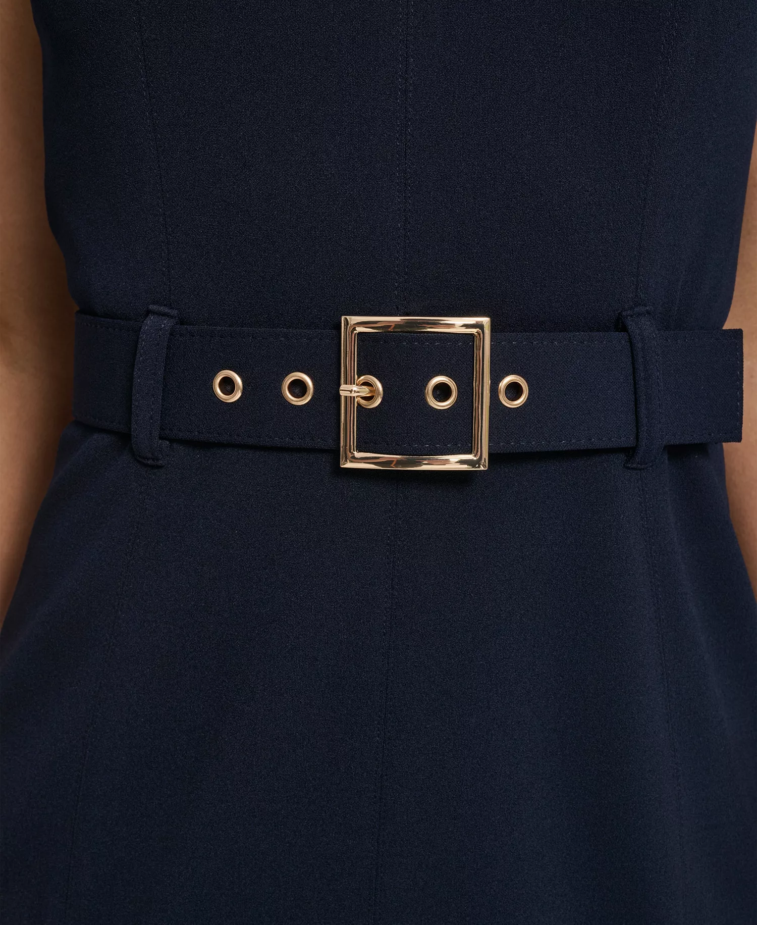 Women's Belted Pleated Hem Dress - Indigo - 10