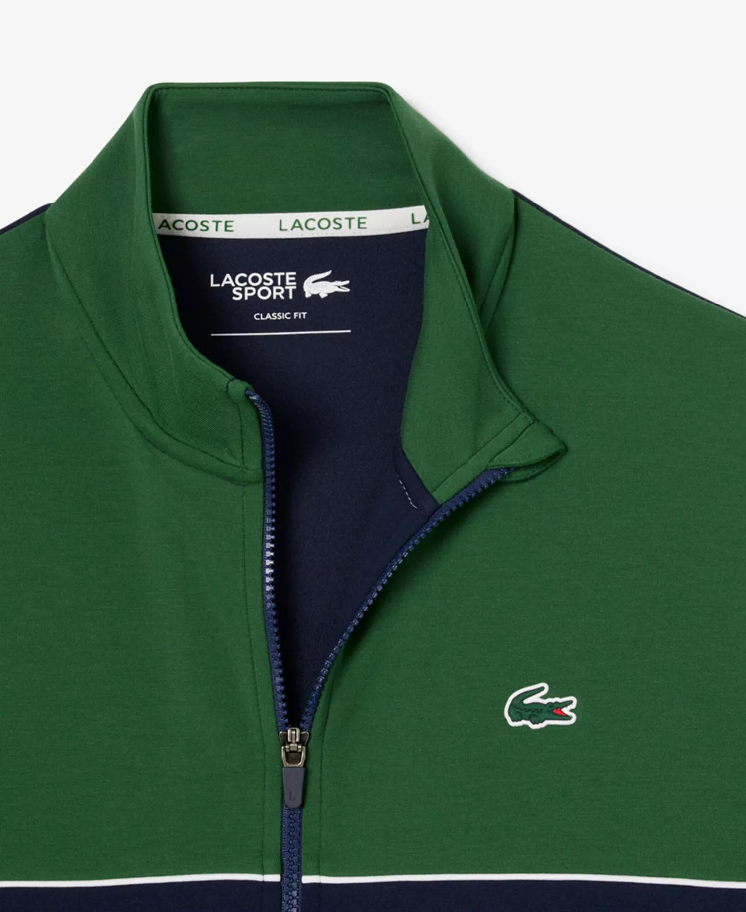 Men's Zip-Up Long Sleeves Sweatshirt - Navy Blue/Green - 2XL