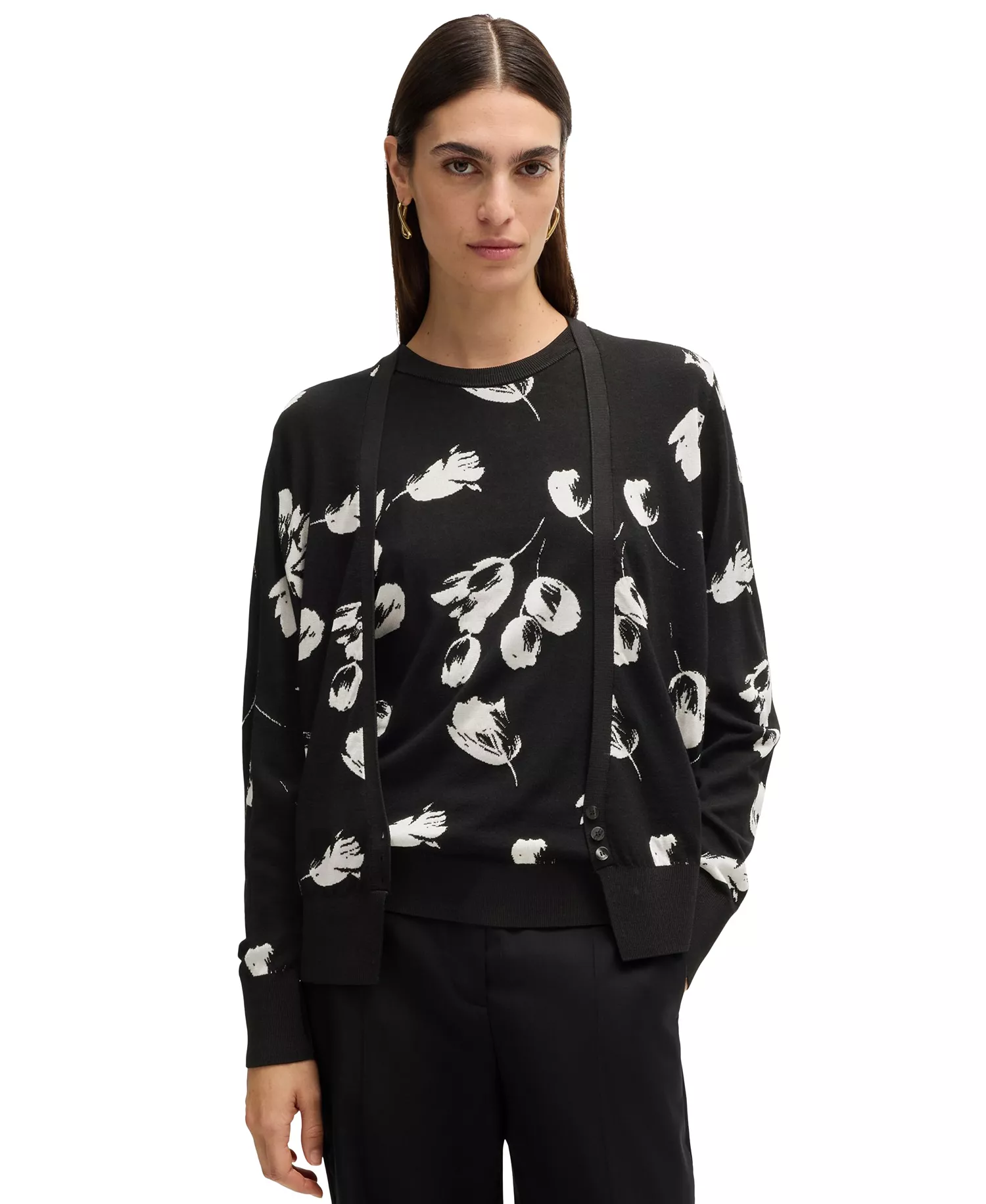 Women's Merino Wool-Blend Cardigan - Open Misc - S