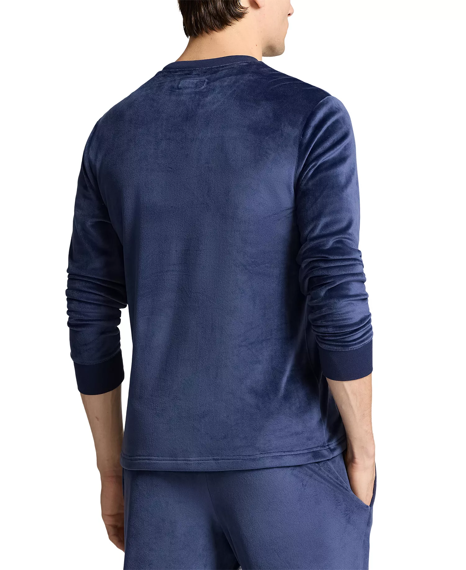 Men's Velour Crewneck Pajama T-Shirt - Navy - L