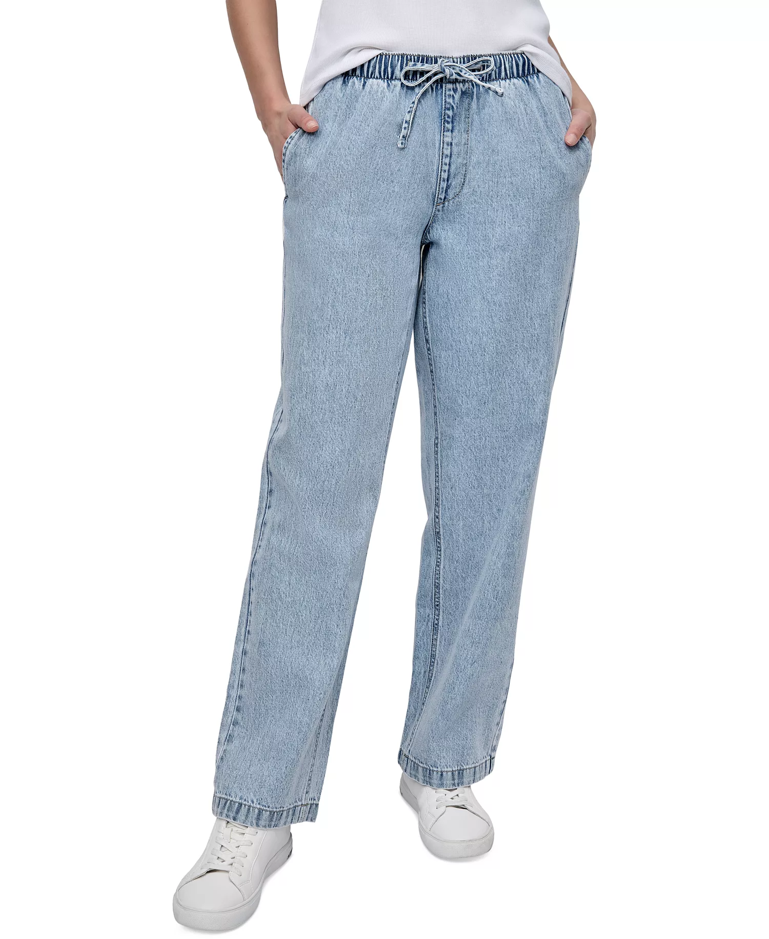Women's High Rise Drawstring-Waist Cotton Jeans - RFN - REFLECTION - XXS