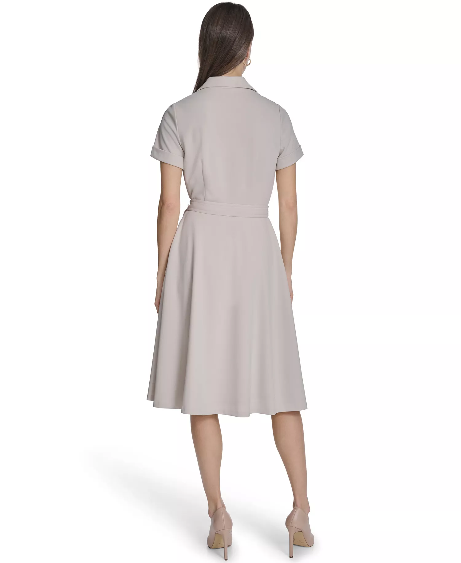 Women's Collared Neck Blazer Dress - Stoney Beige - 10