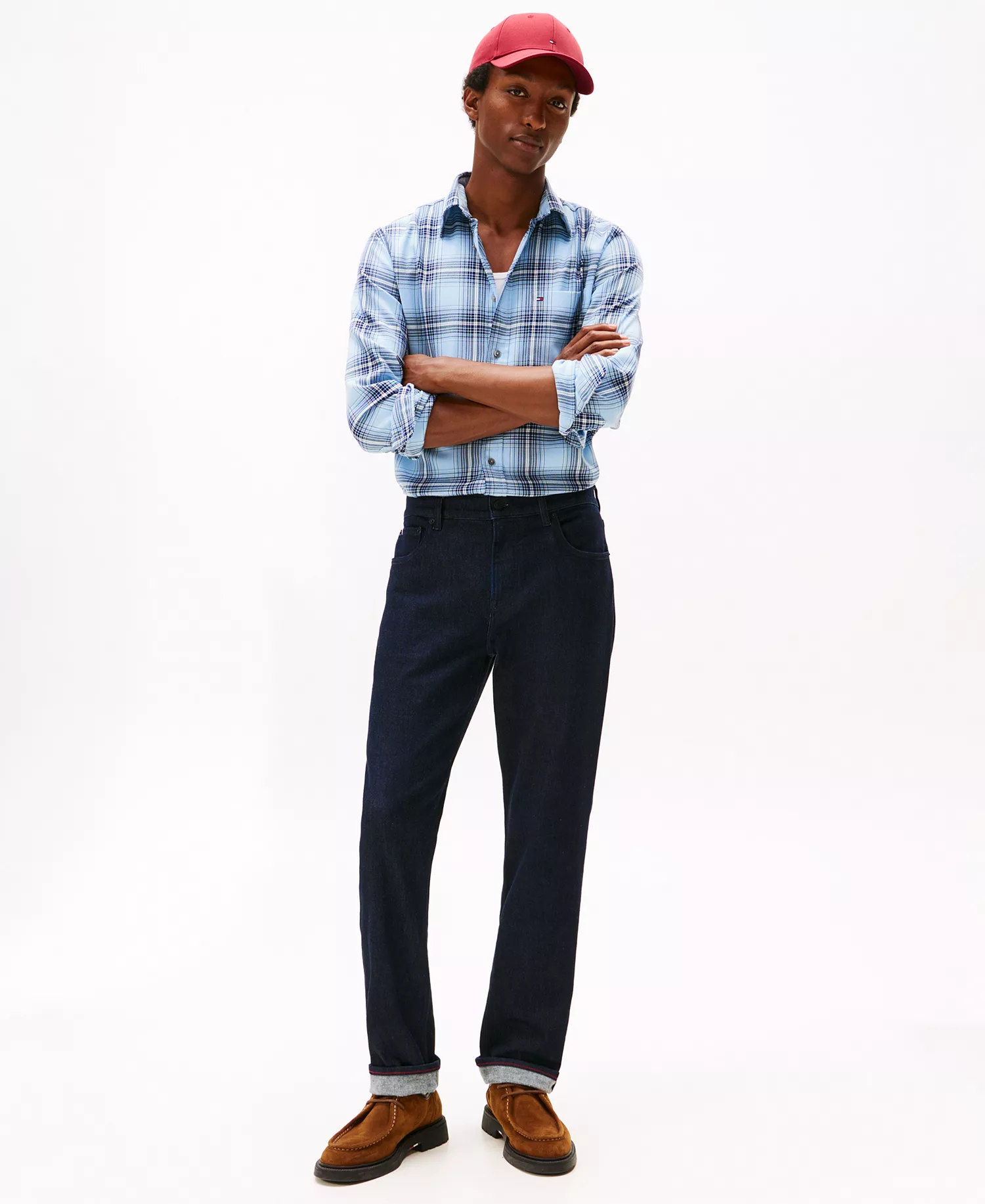 Men's Regular-Fit Soft Touch Blend Checked Shirt - Light Blue Heather / Check - S