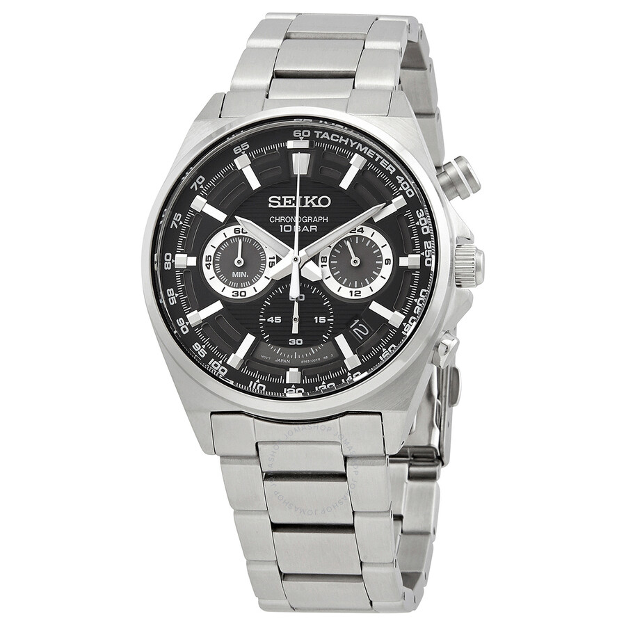 Seiko Essentials Chronograph Quartz Black Dial Men's Watch