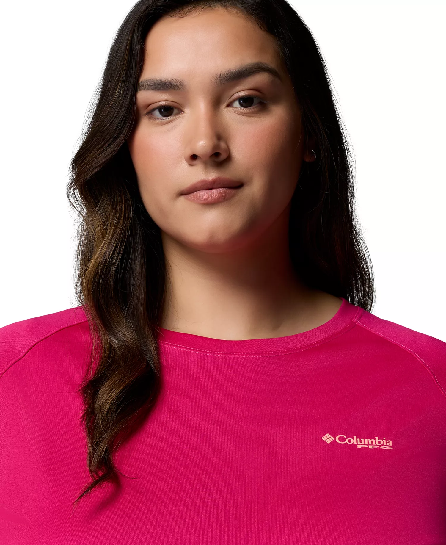 Plus Size PFG Tidal Tee II Omni-Shade T-Shirt  - Guava Pink, Tiki Pink Logo - 1X