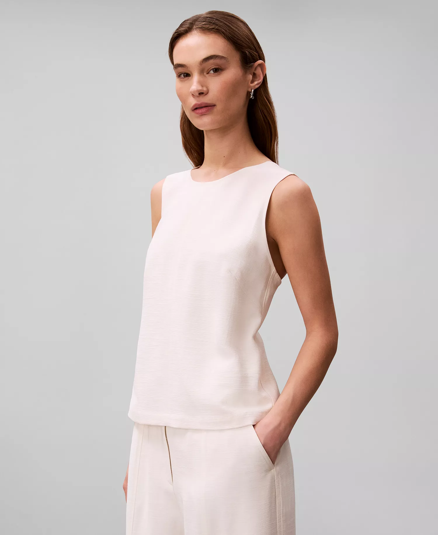 Women's Textured Sleeveless Top - Tofu - 10