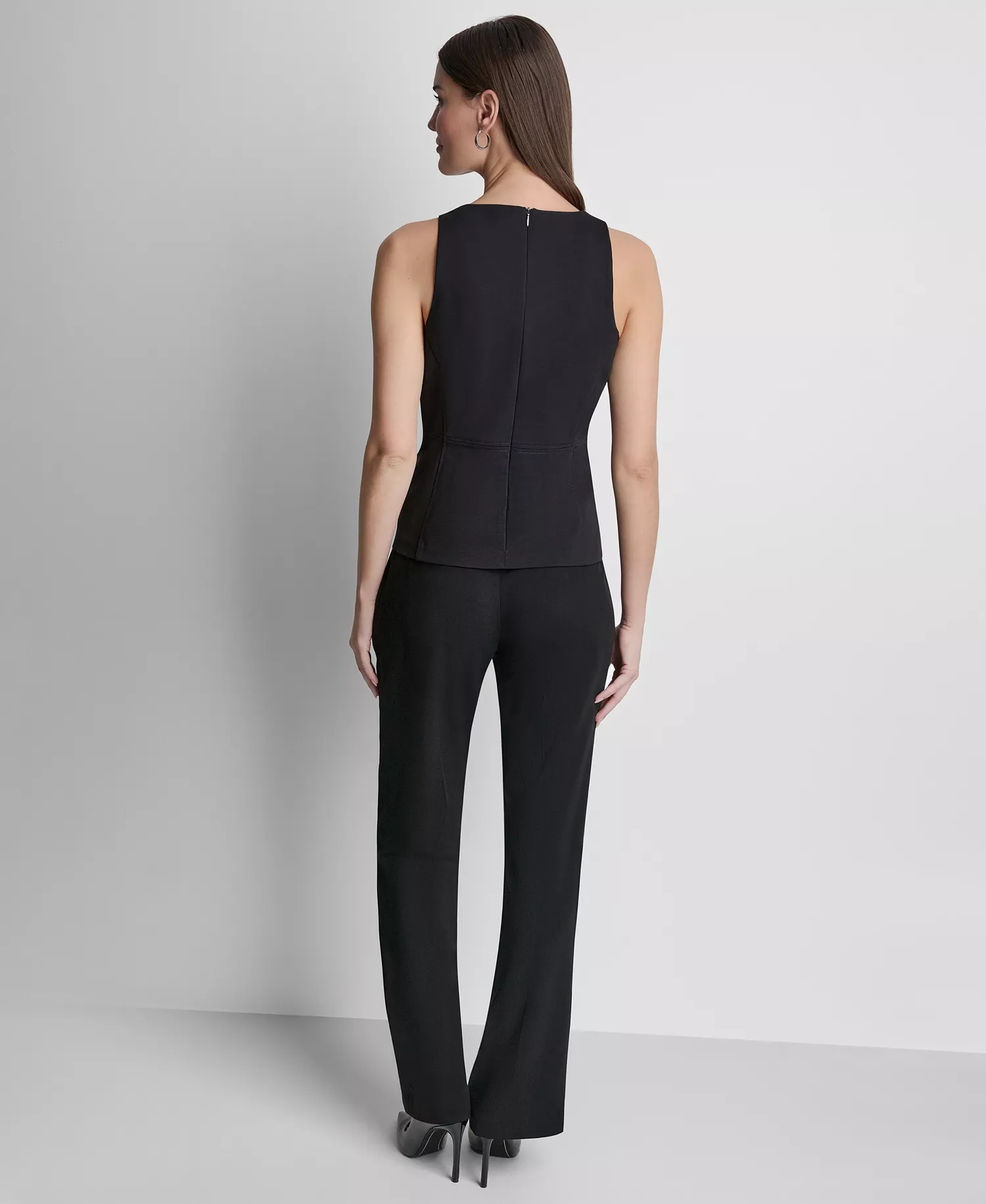 Women's Ponte Sleeveless Tank Top - Black - L