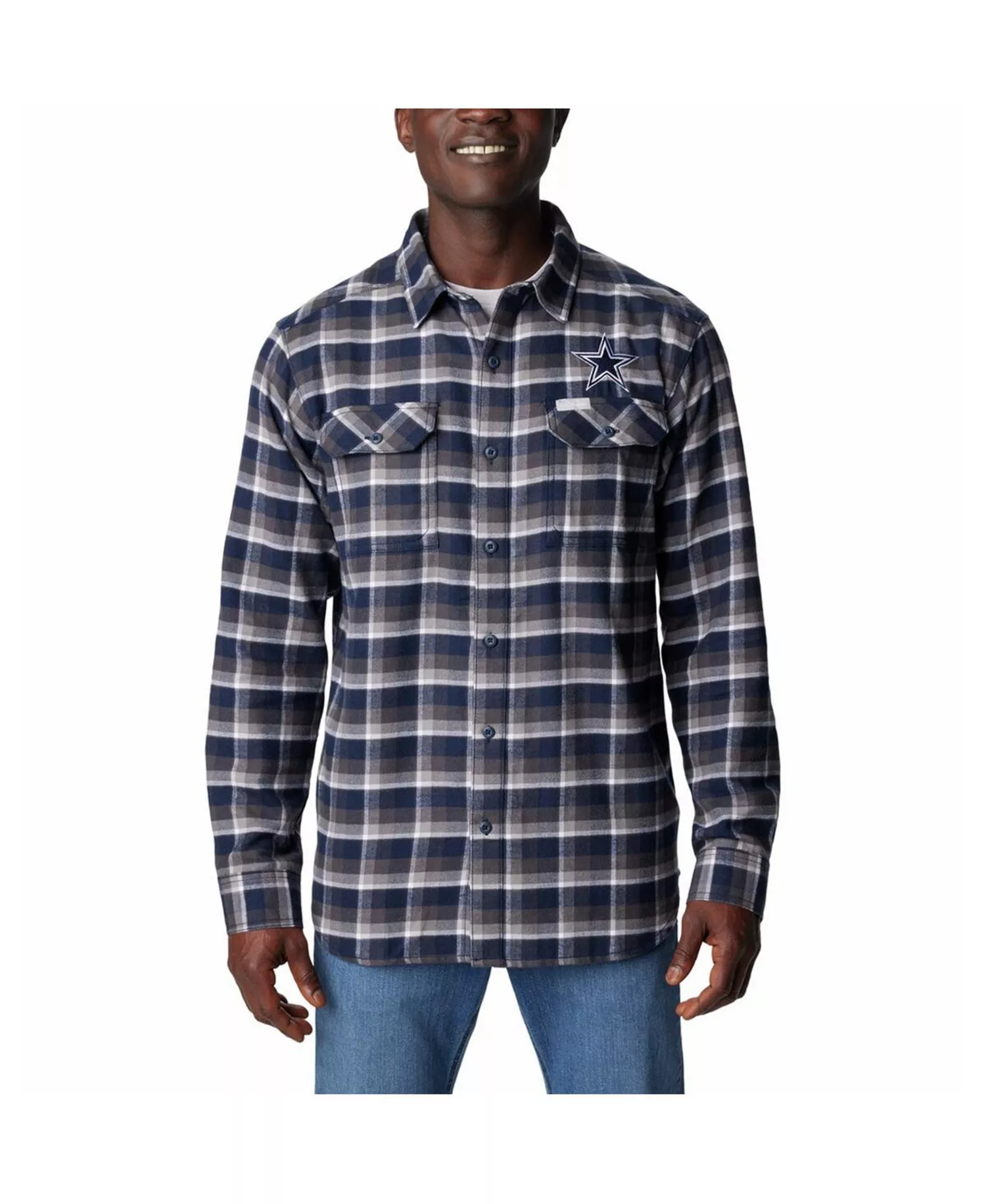 Men's Navy Dallas Cowboys Flare Gun Flannel Button-Up Shirt - Navy - 2XL