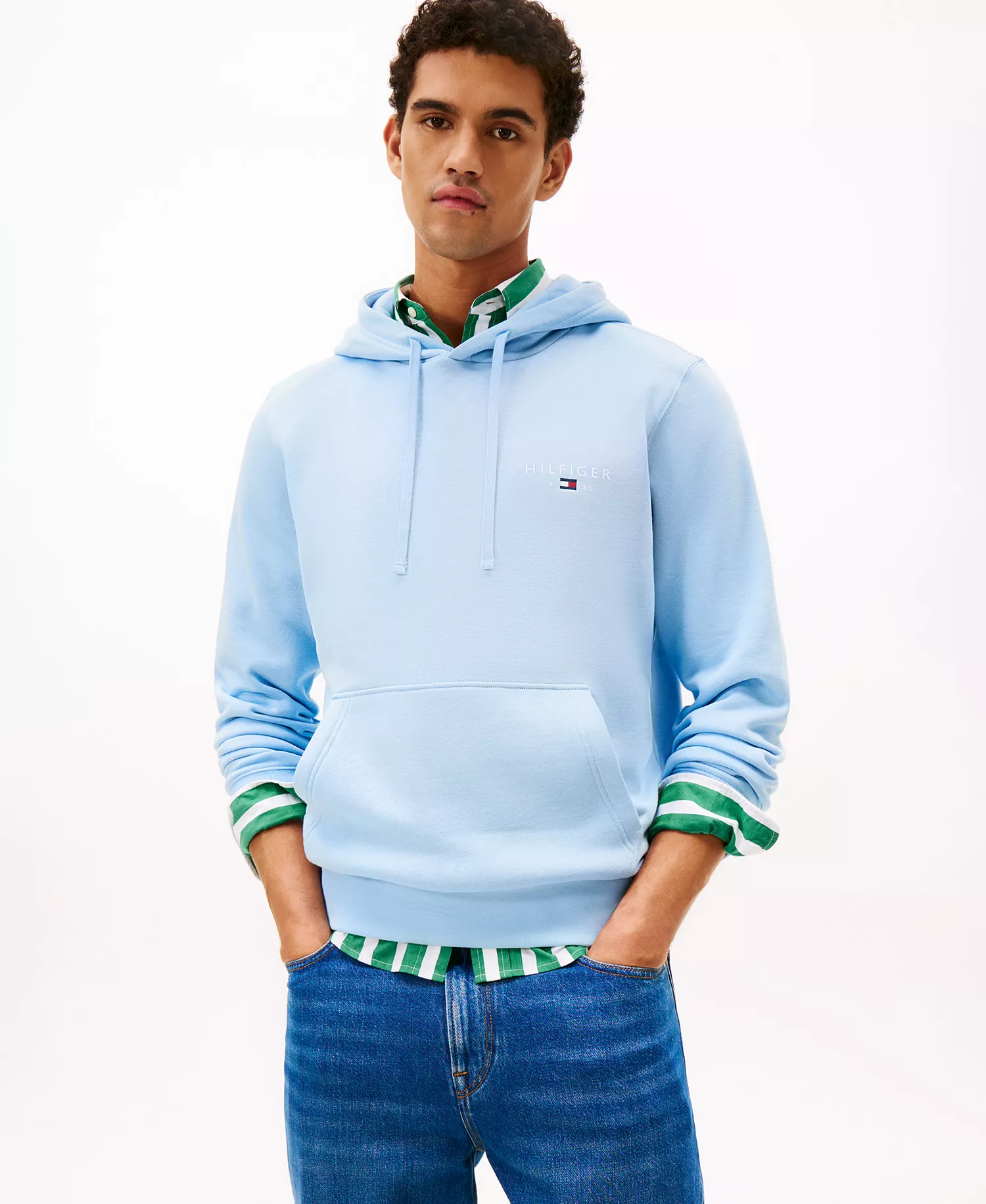 Men's Regular-Fit Brand Love Small Hilfiger Hoodie - Well Water - L