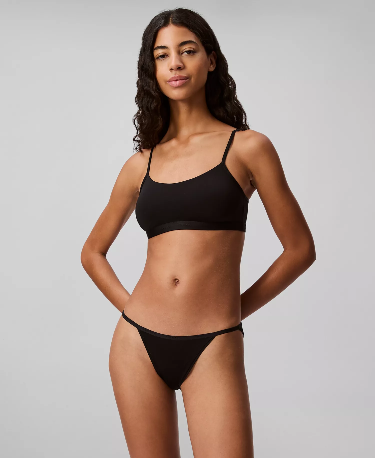 Women's Ideal Micro String Bikini Underwear QD5176 - Black - L