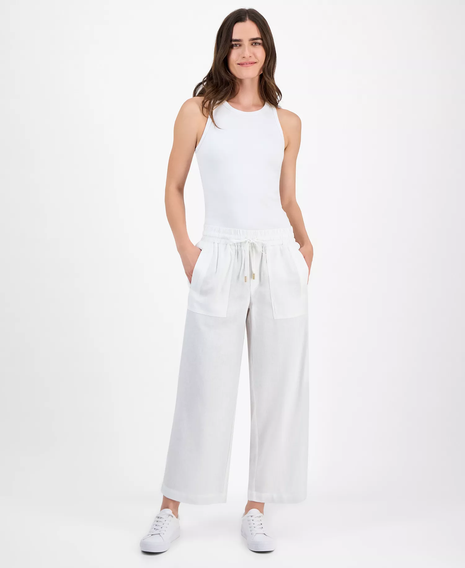Nautica Women's Mid-Rise Ankle Pants - Bright White - L