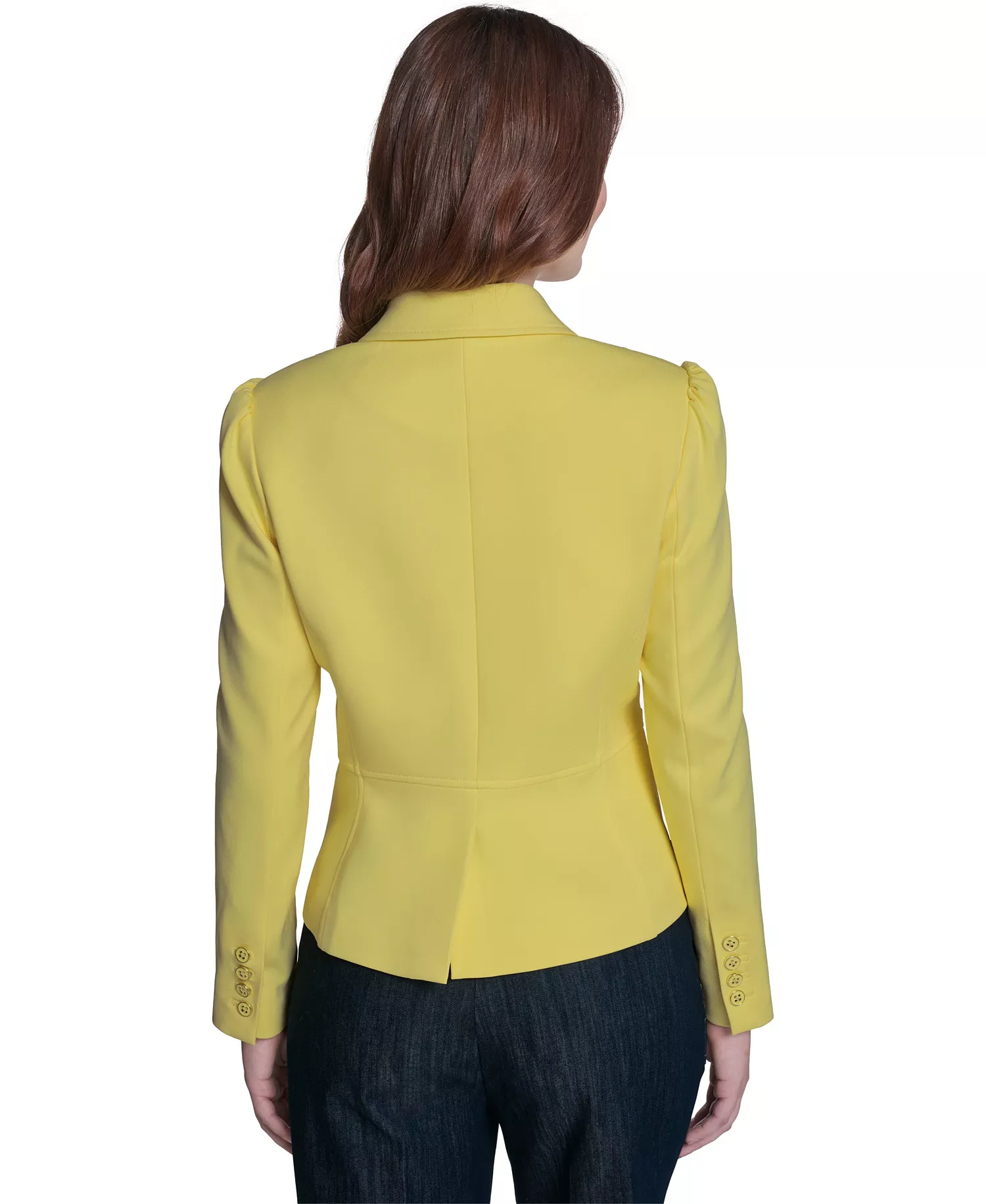 Women's Puff Sleeve Notch Collar Blazer - Sunshine - 0