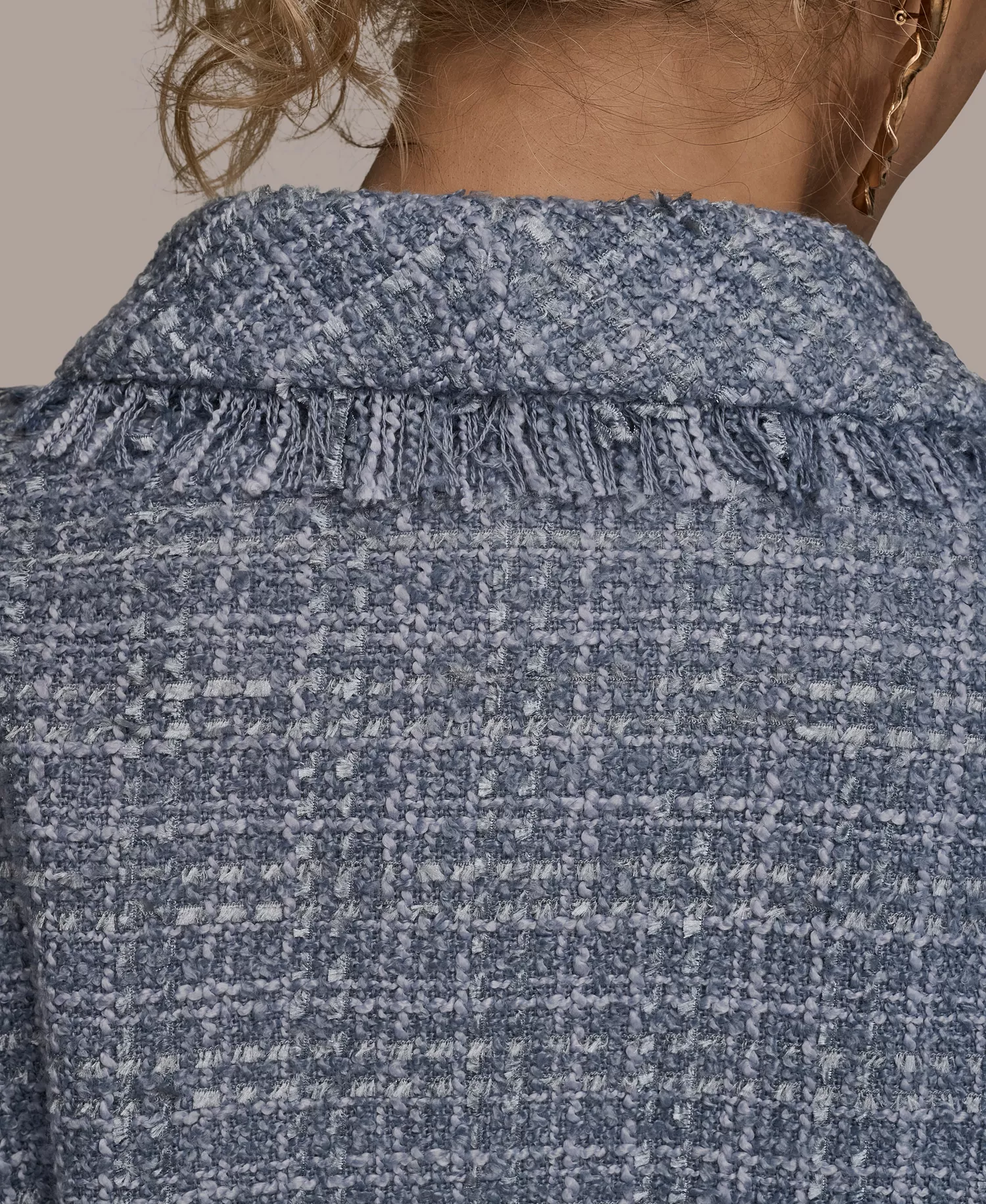 Women's Shawl Collar Fringe Detail Wrap Jacket - Tempest - 10