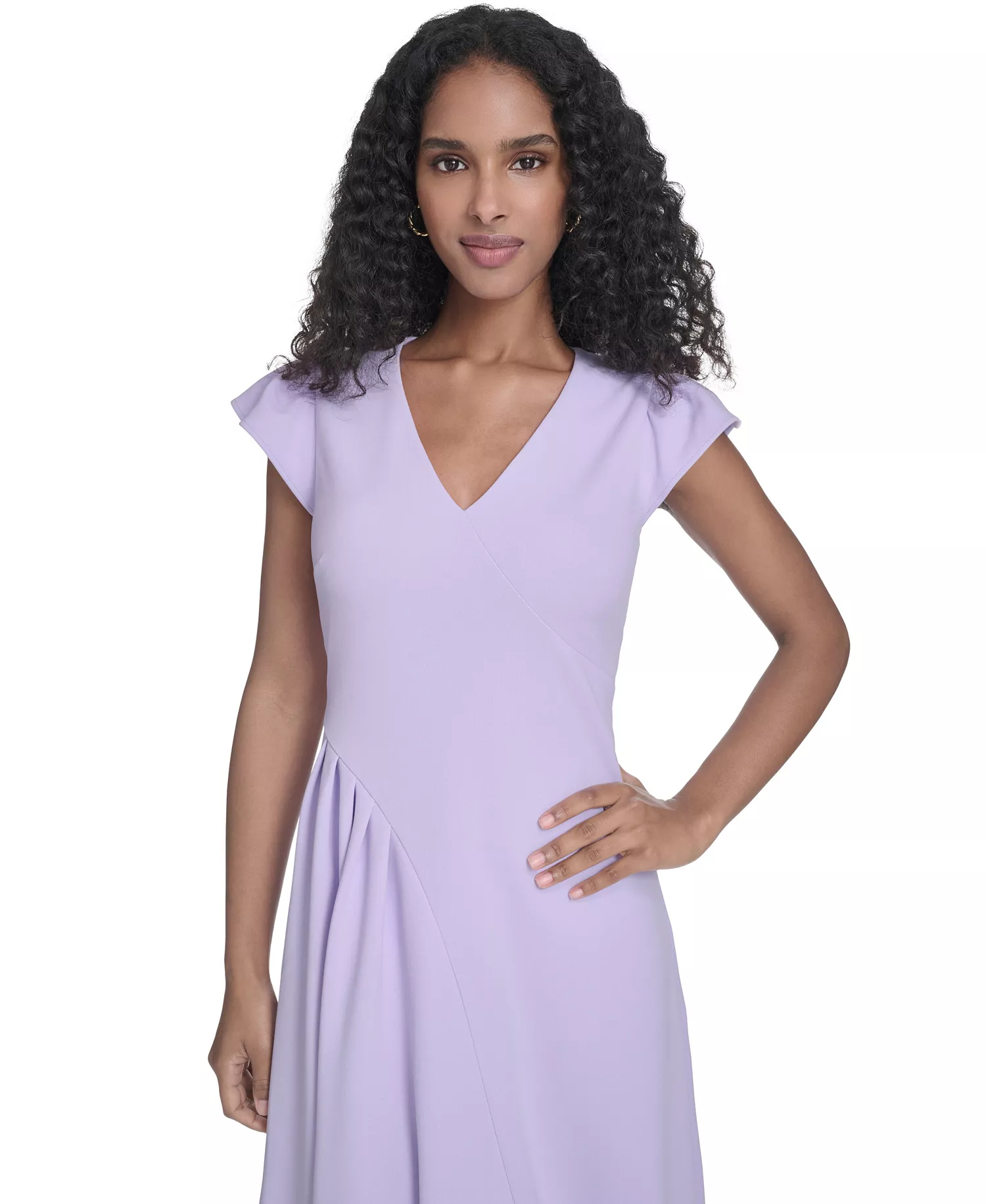 Women's Ruched V-Neck Midi Dress - Opal - 10