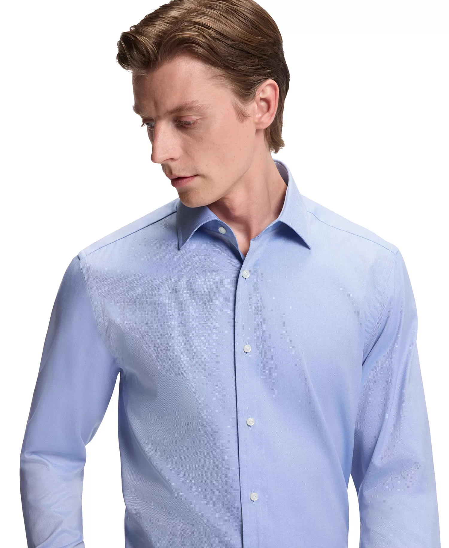 Men's BECKHAM x BOSS Oxford Cotton Slim-Fit Dress Shirt - Dark Blue - 16