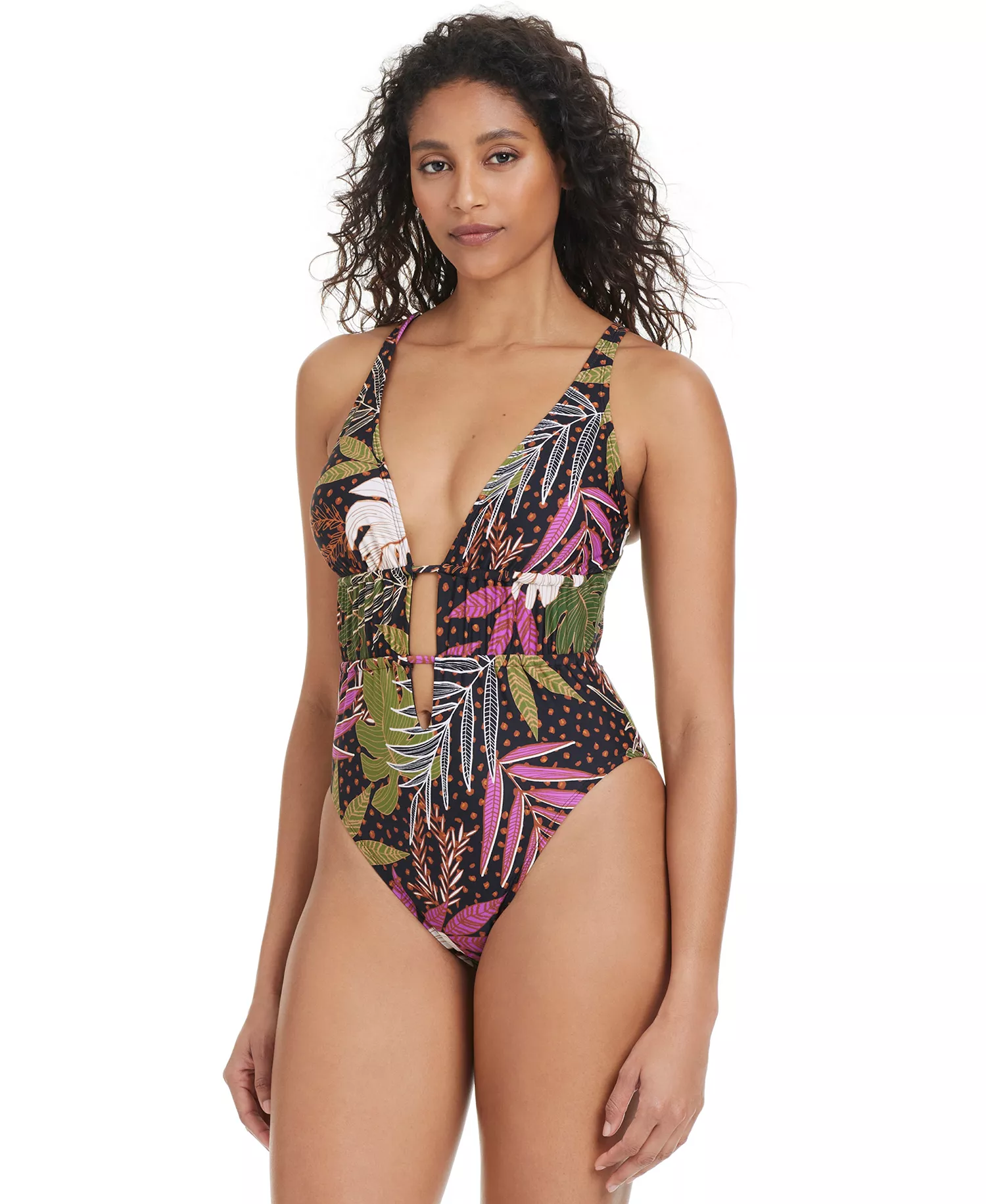 Women's Safari Heat Shirred One-Piece Swimsuit, Exclusively at Macy's - Multi - S