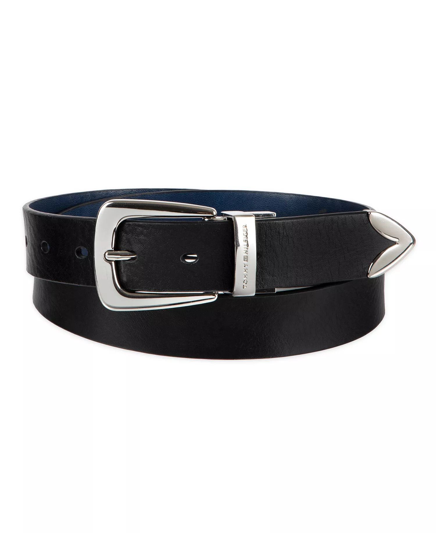 Women's 2-In-1 Reversible Modern Casual Western Leather Belt - Black/Navy - L