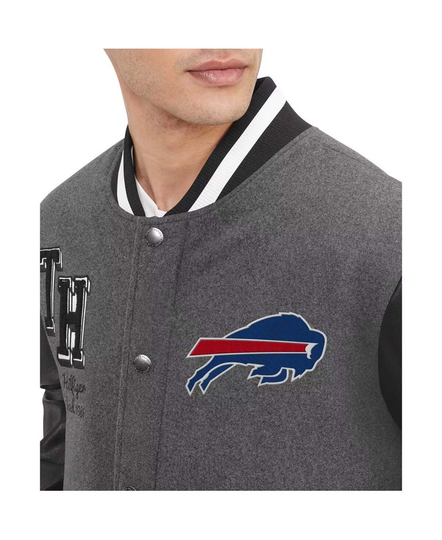 Men's Heather Gray Buffalo Bills Gunner Full-Zip Varsity Jacket - Heather Gray - L