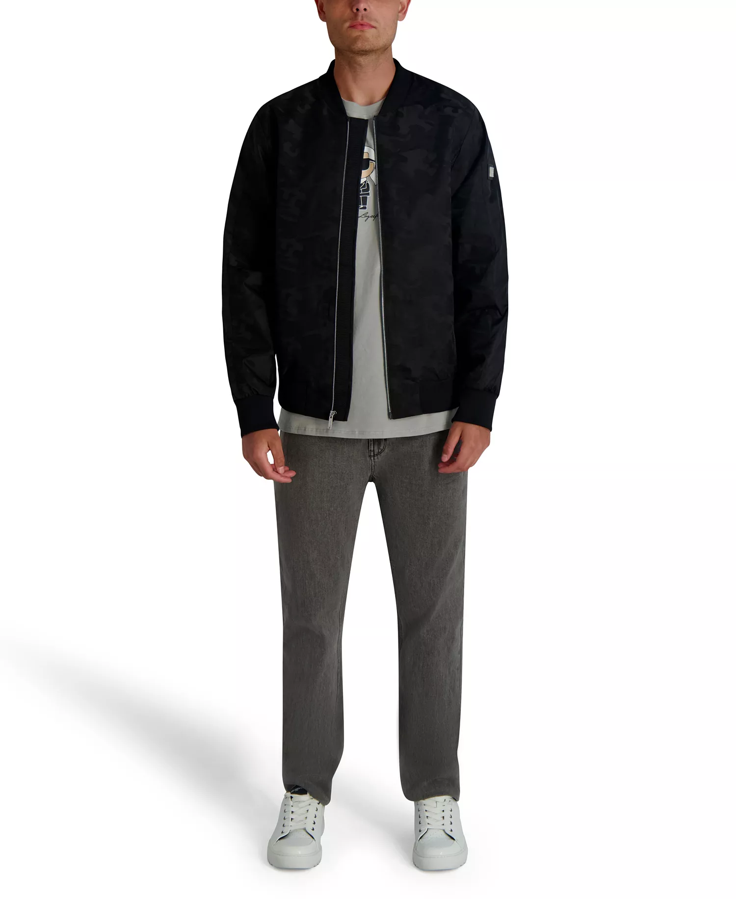 Men's Camo Bomber Jacket - Black - 2XL