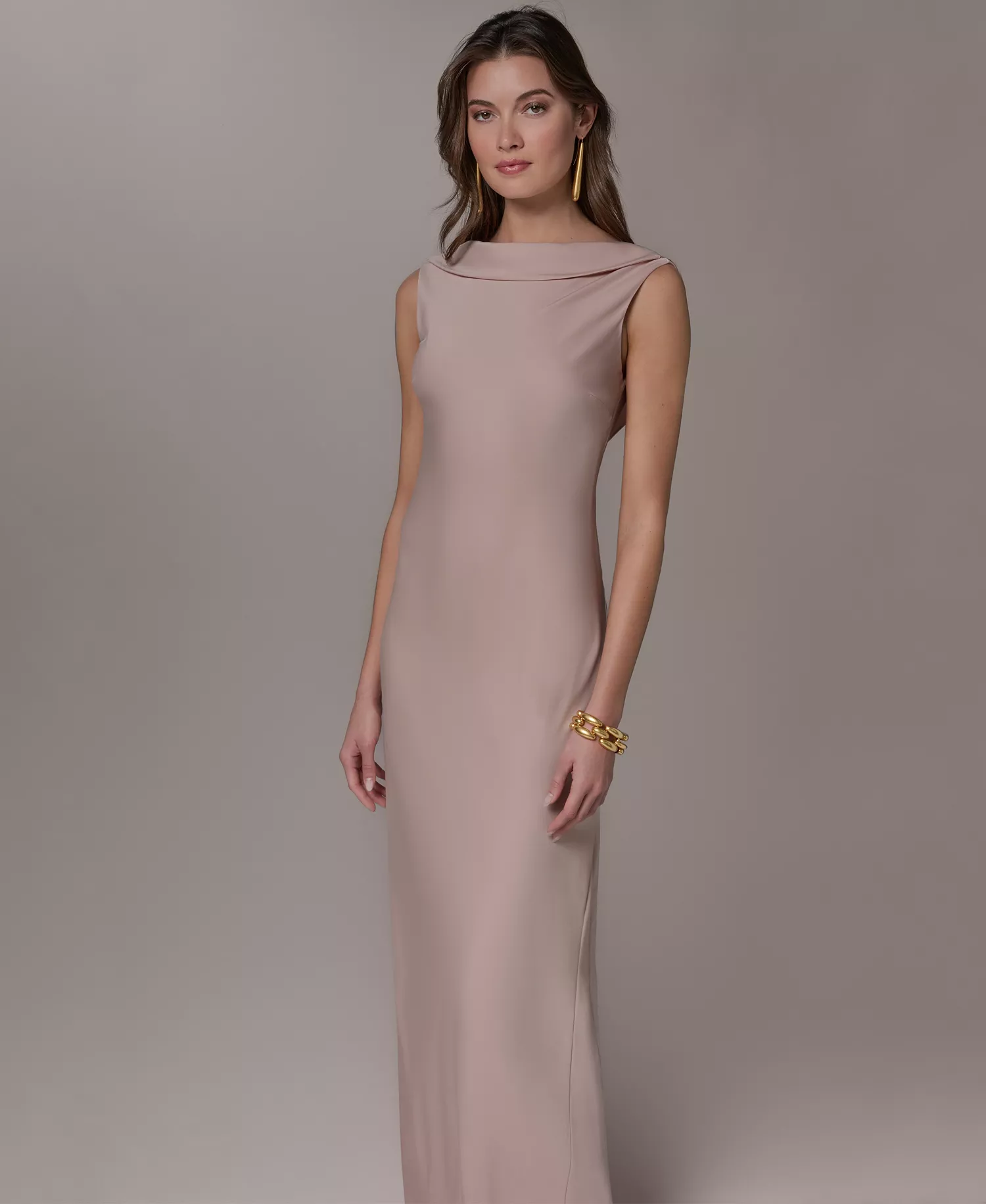 Women's Boat Neck Ball Gown - SNOW PETAL - 10