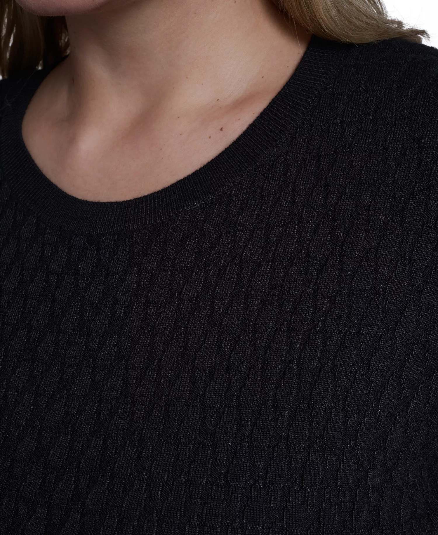 Plus Size Short-Sleeve Crew Neck Sweater - Black - 1X