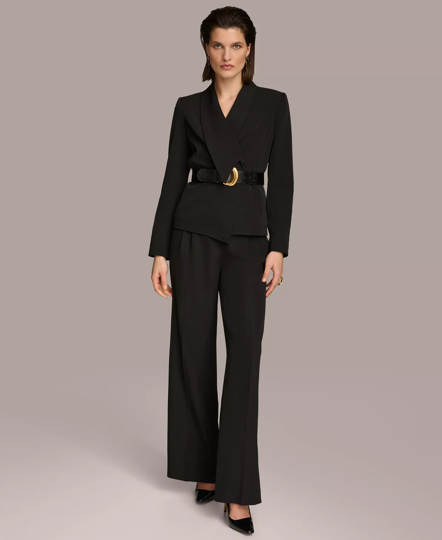 Donna Karan Women's Shawl-Collar Belted Blazer - Black - 0