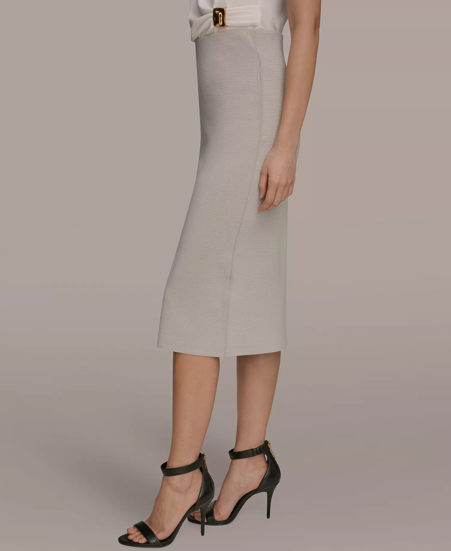 Women's Straight Pencil Sweater Skirt - Tuscan Gray - L