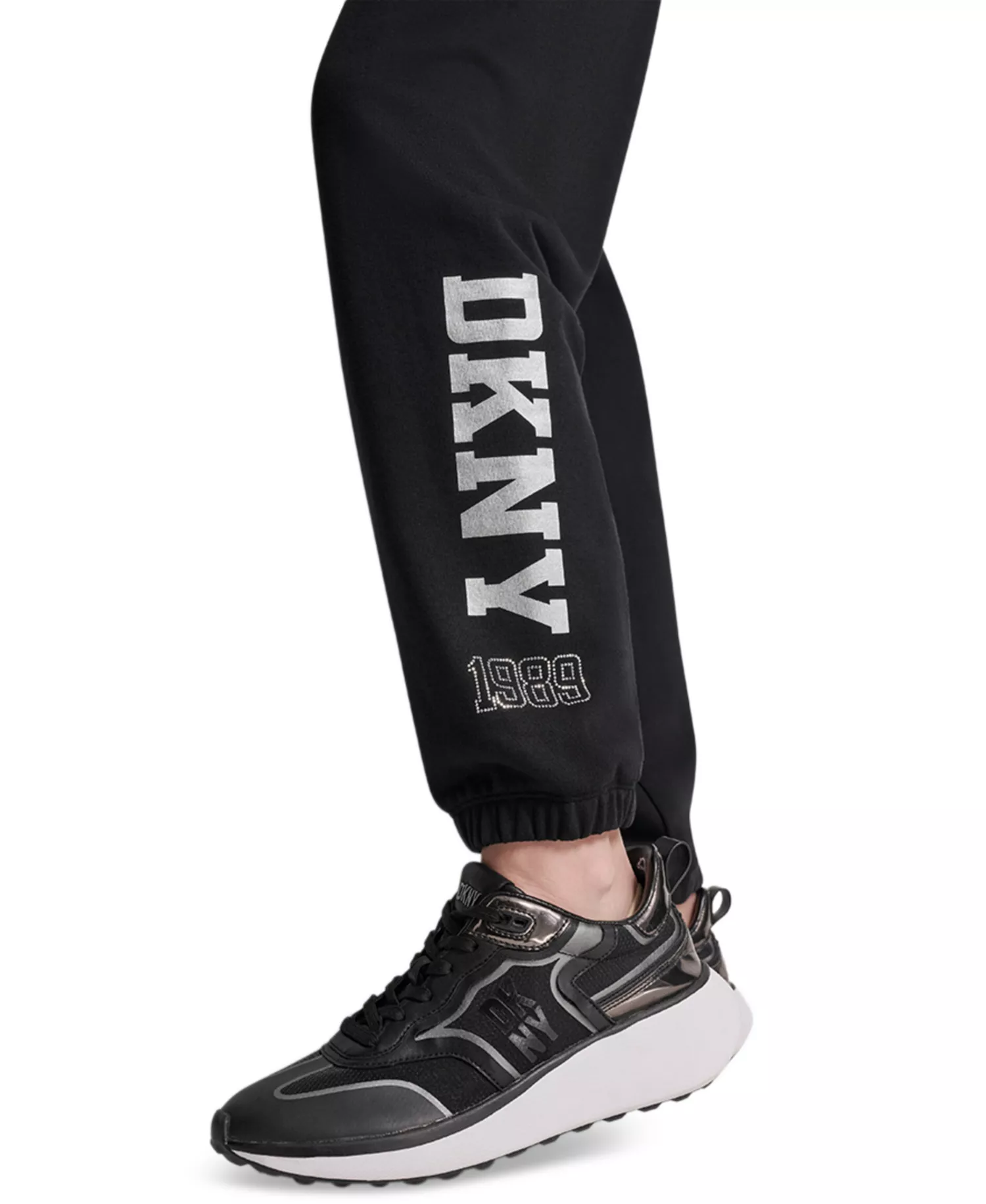 Women's 1989 Rhinestone Logo High-Rise Relaxed Joggers - Black - L