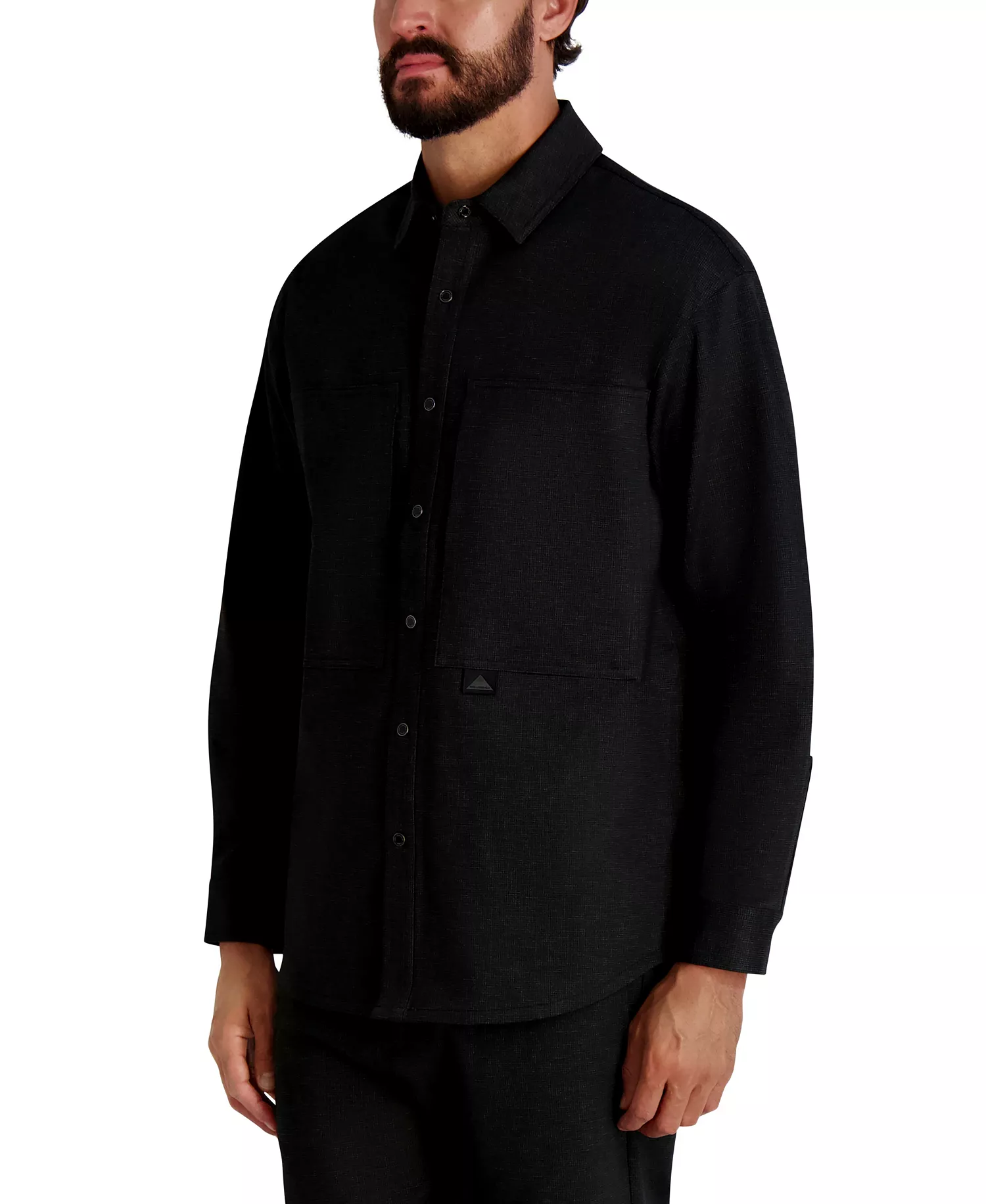 Men's Houndstooth Pattern Utility Jacket - Black - L