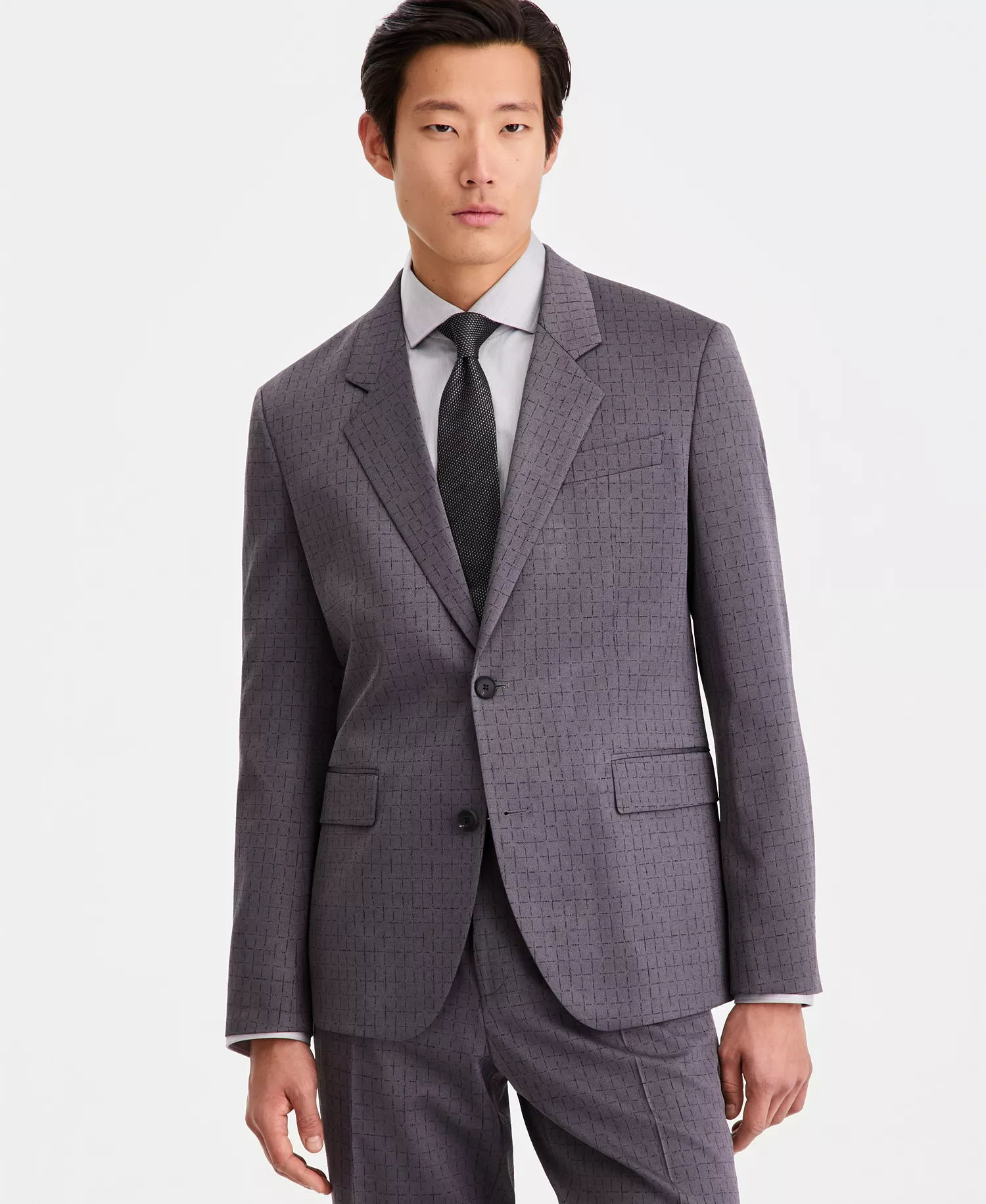 Men's Modern-Fit Wool-Blend Suit Jacket - DK GY - 36S