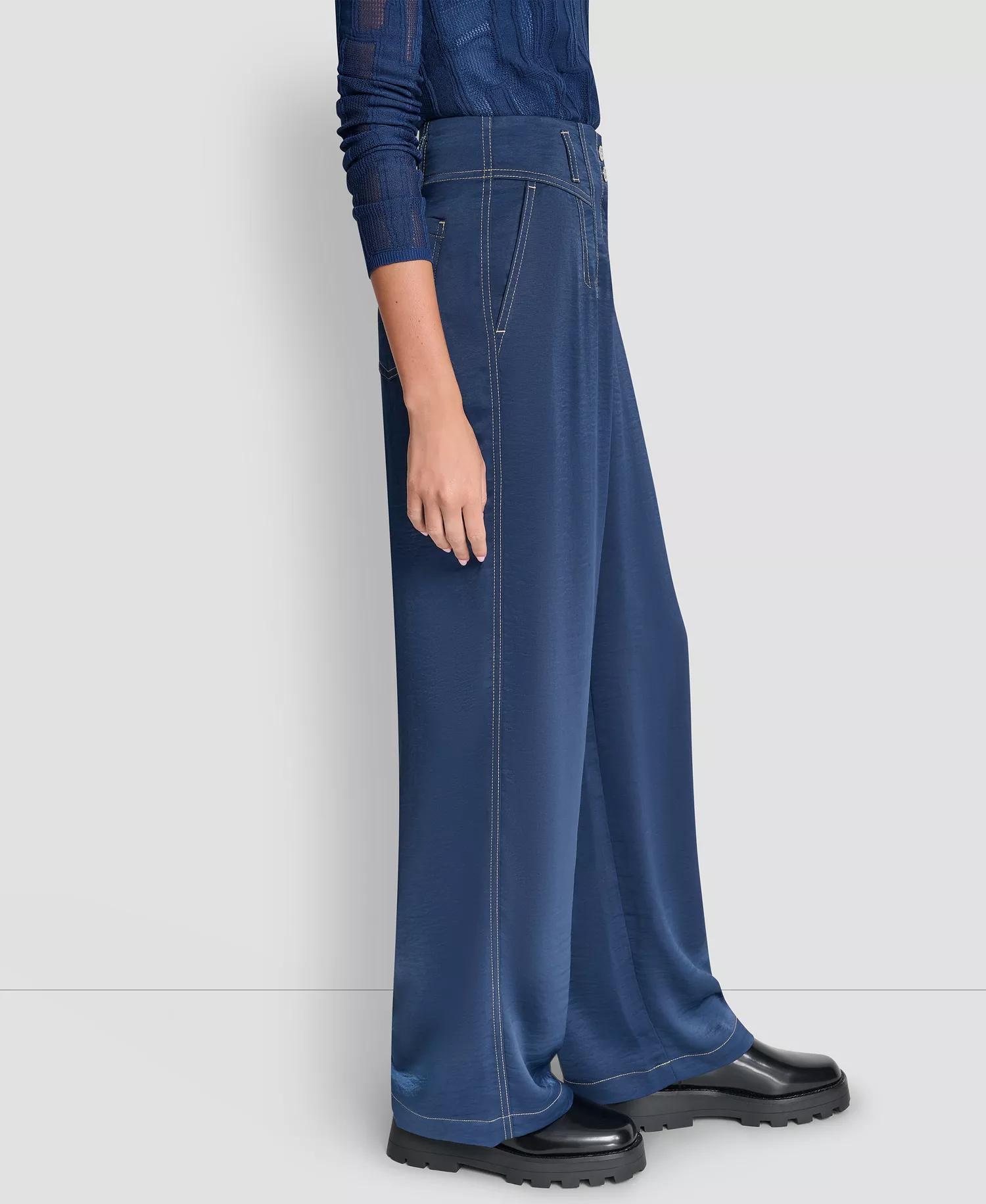 Women's Top Stitch Glazed Dressing Trousers - Hudson Blue - 0