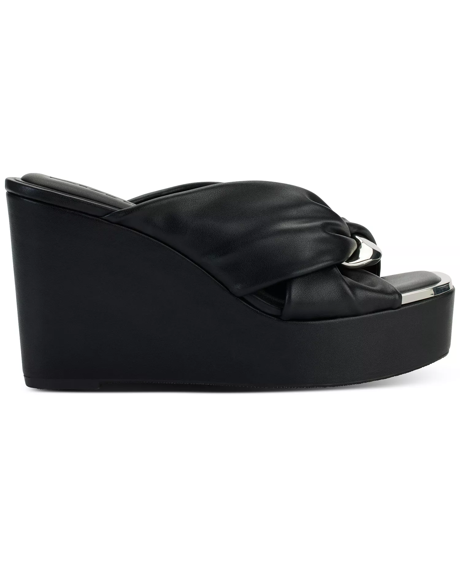 Women's Maryn Chain Twist Platform Wedge Sandals - Black/ Nickel - 10M