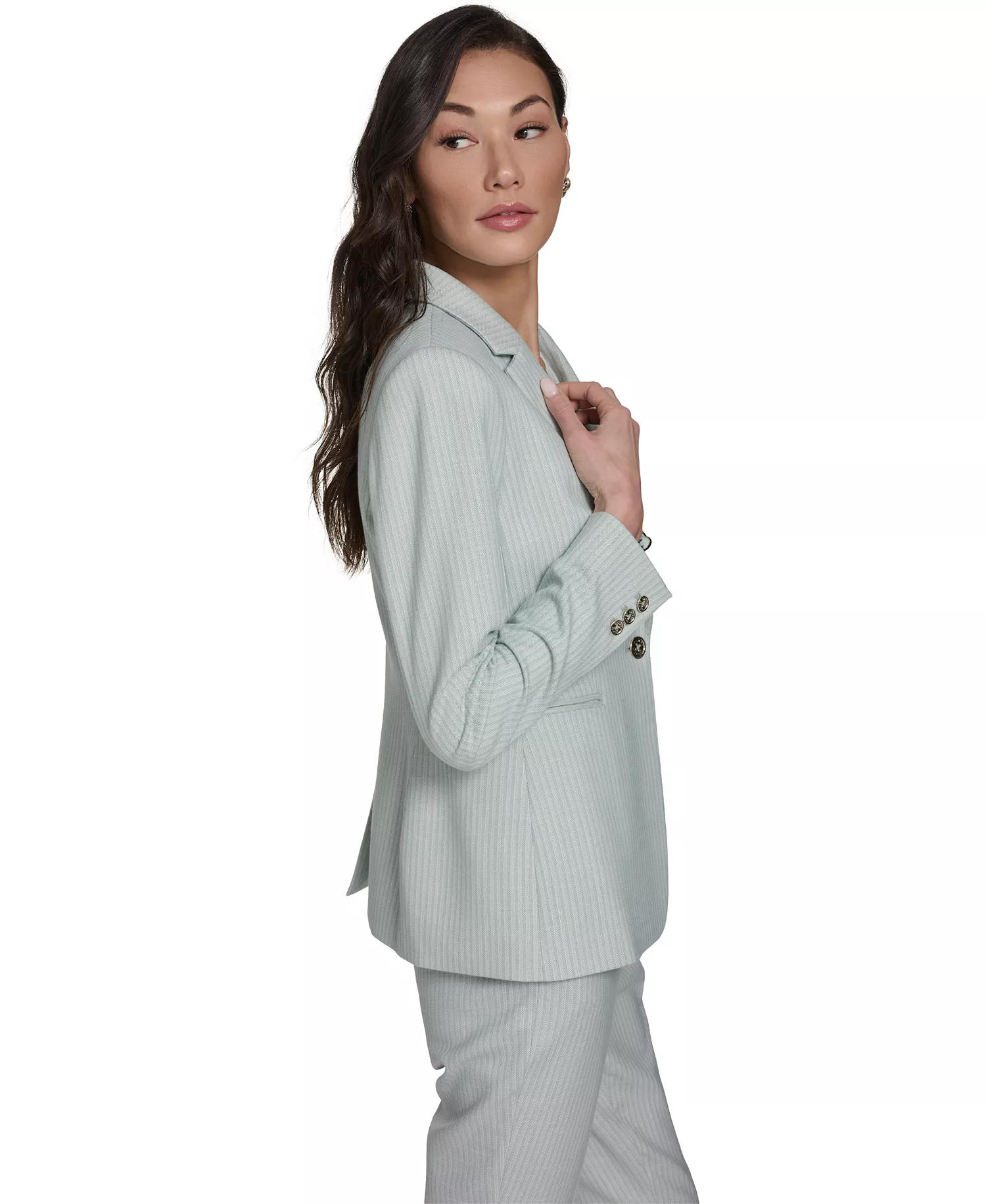 Women's Slim Fit Tonal Stripe Blazer - Harbor Gray Multi - 0