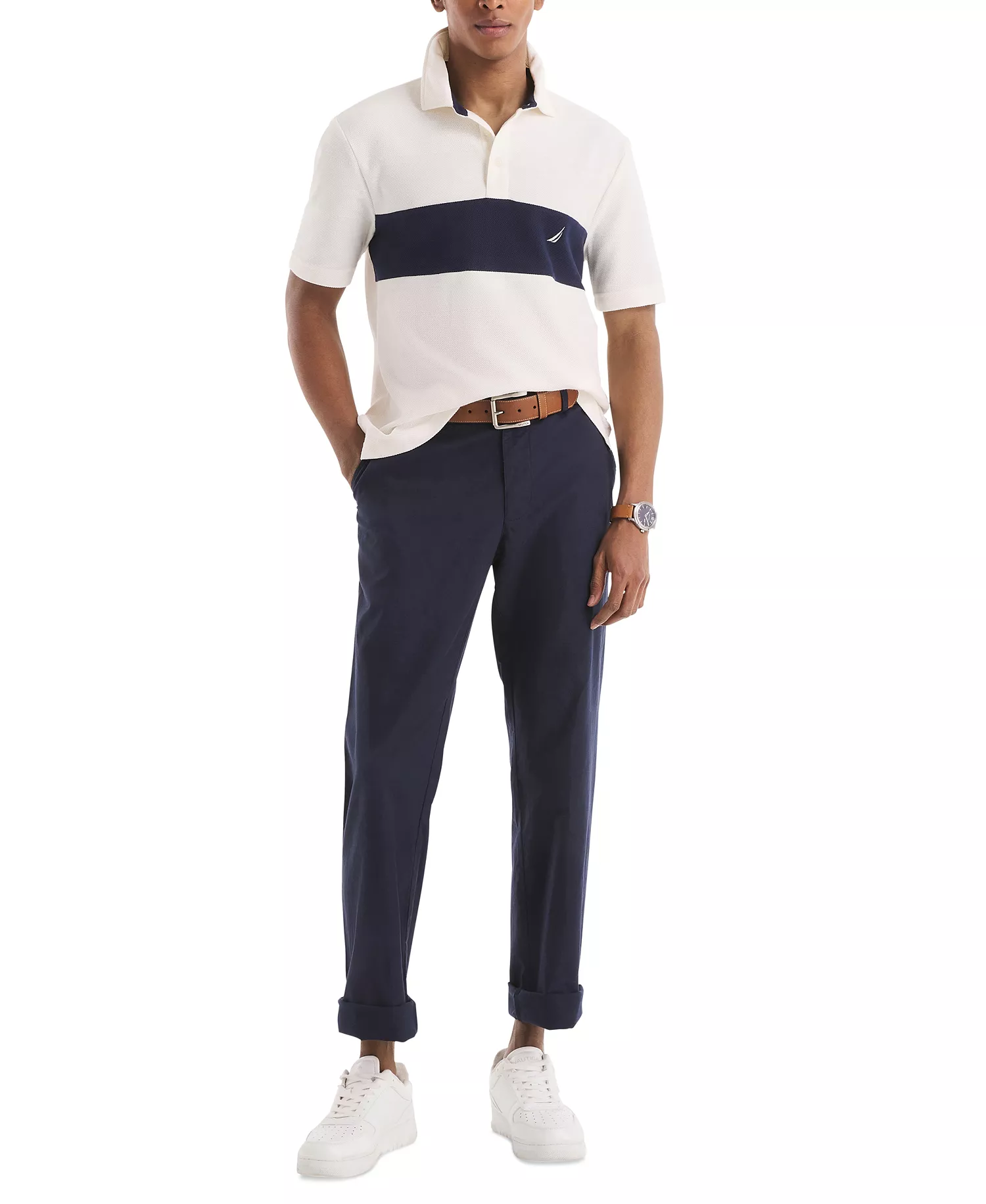 Men's Classic-Fit Herringbone Polo Shirt - Sail White - S