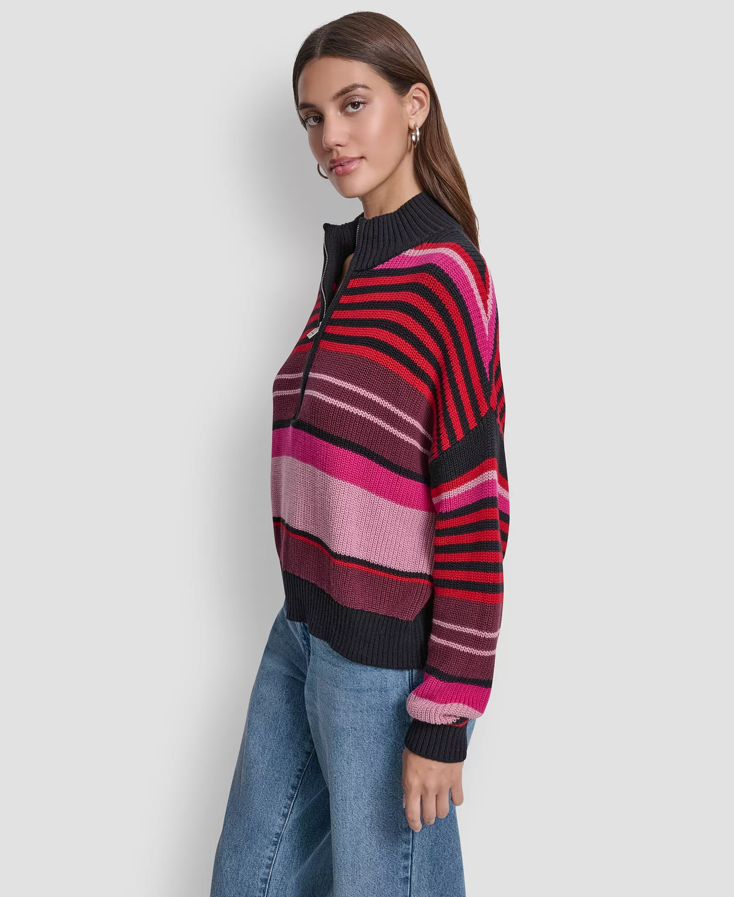 Women's Striped Sweater - Syrah Combo - L