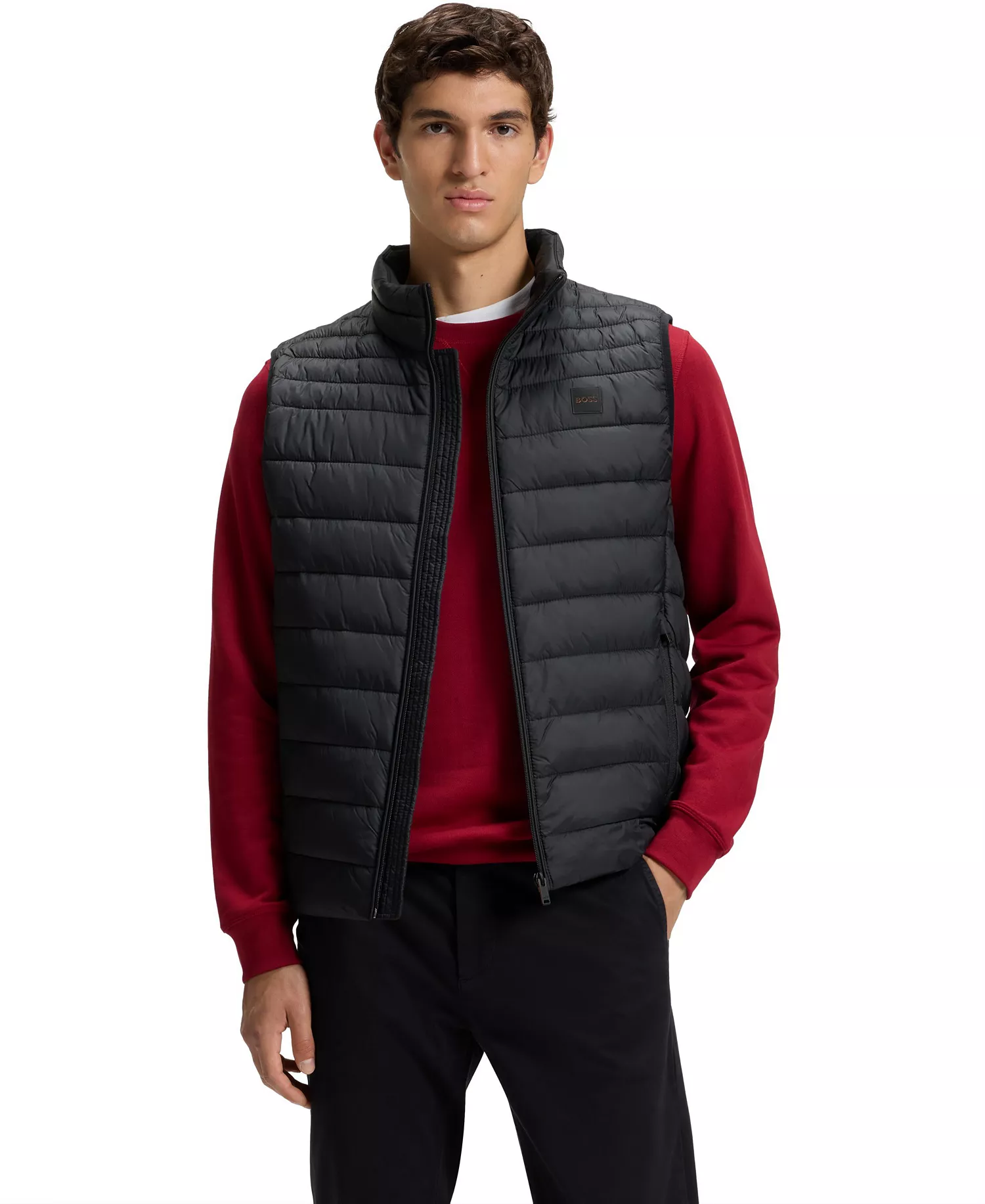 Men's Packable Slim-Fit Gilet Jacket - Black - 38R