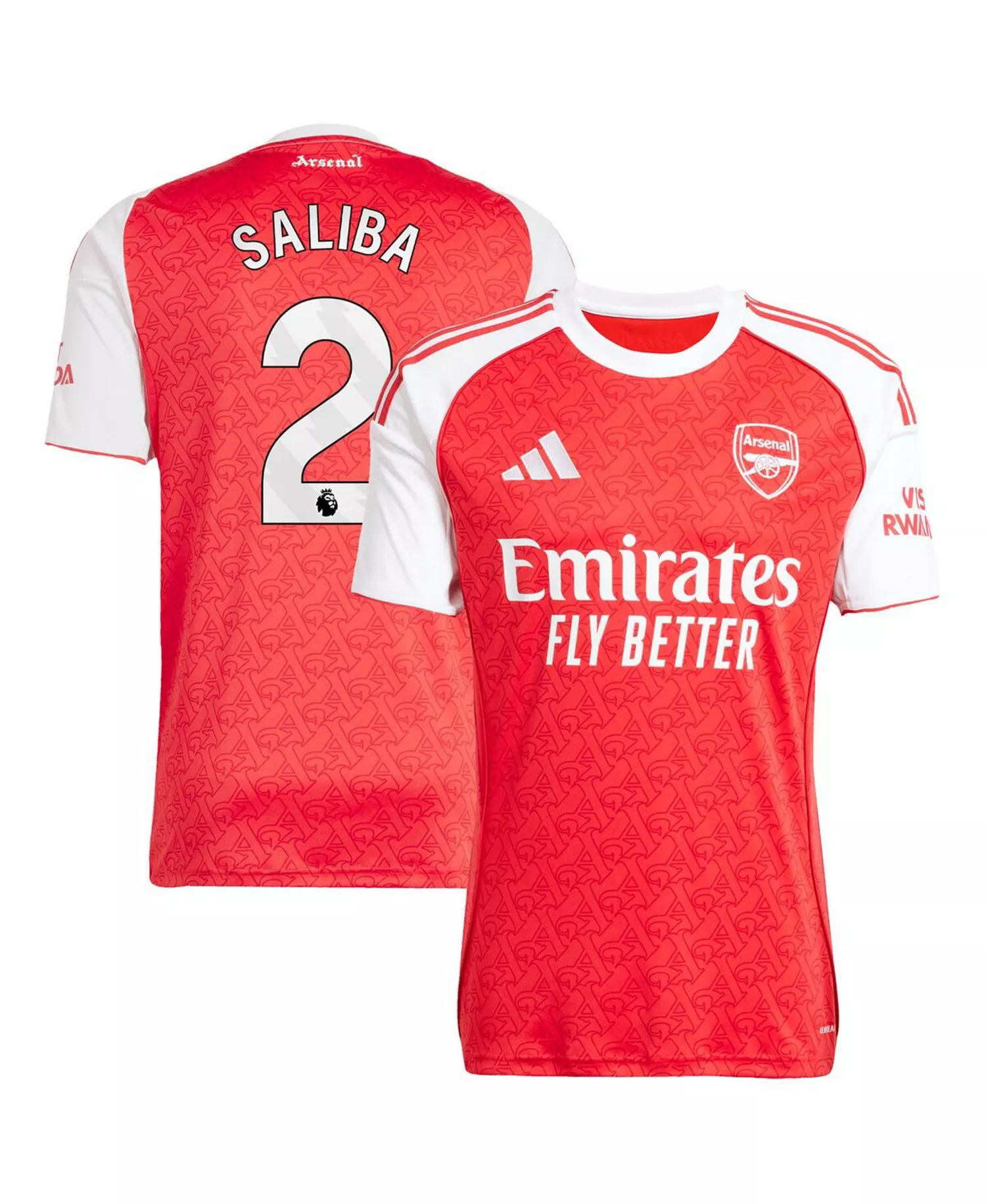 Men's William Saliba Red Arsenal 2025/26 Home Replica Player Jersey - Red - 2XL