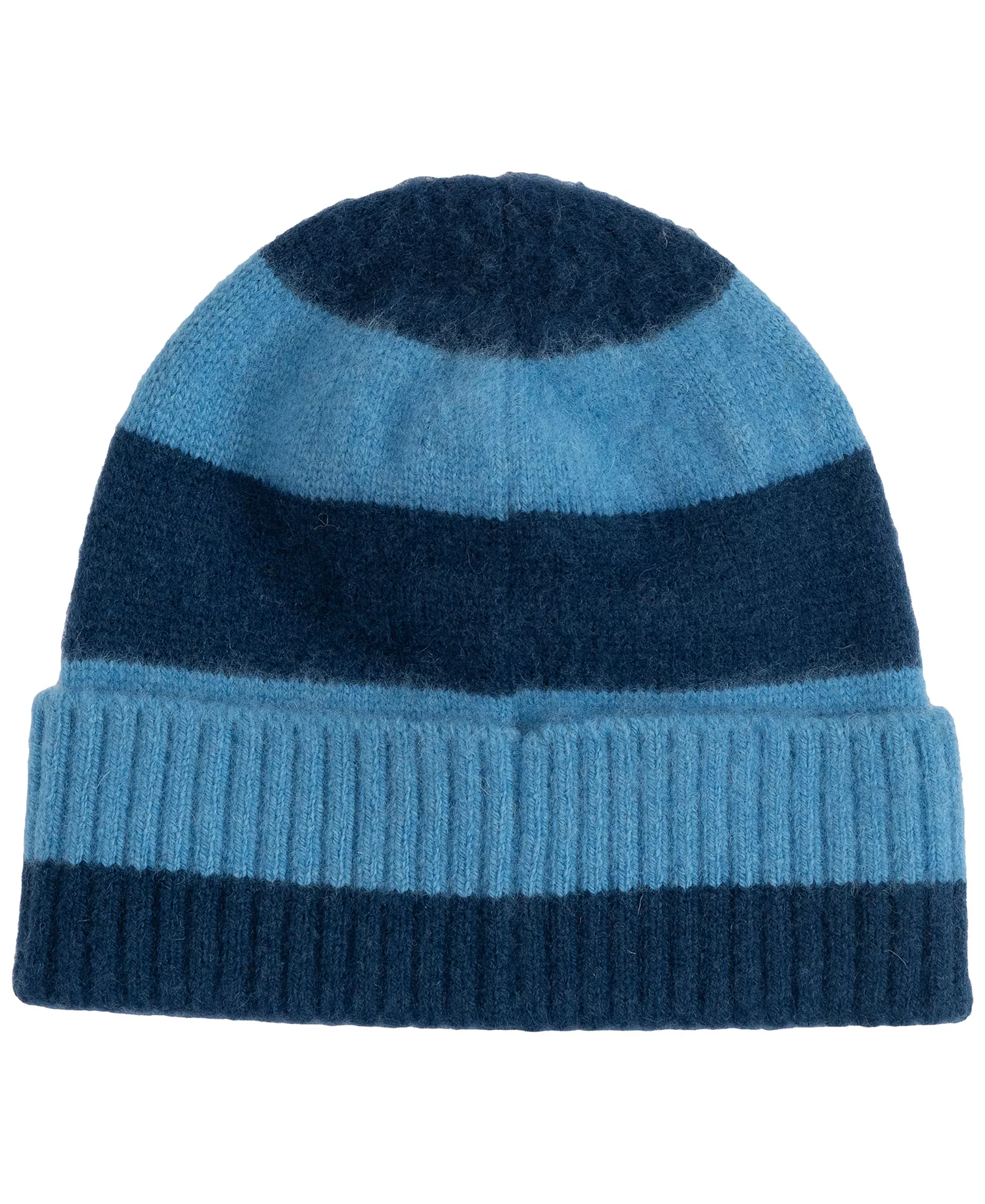 Men's Brushed Stripe Beanie - Navy/blue - ONE SIZE