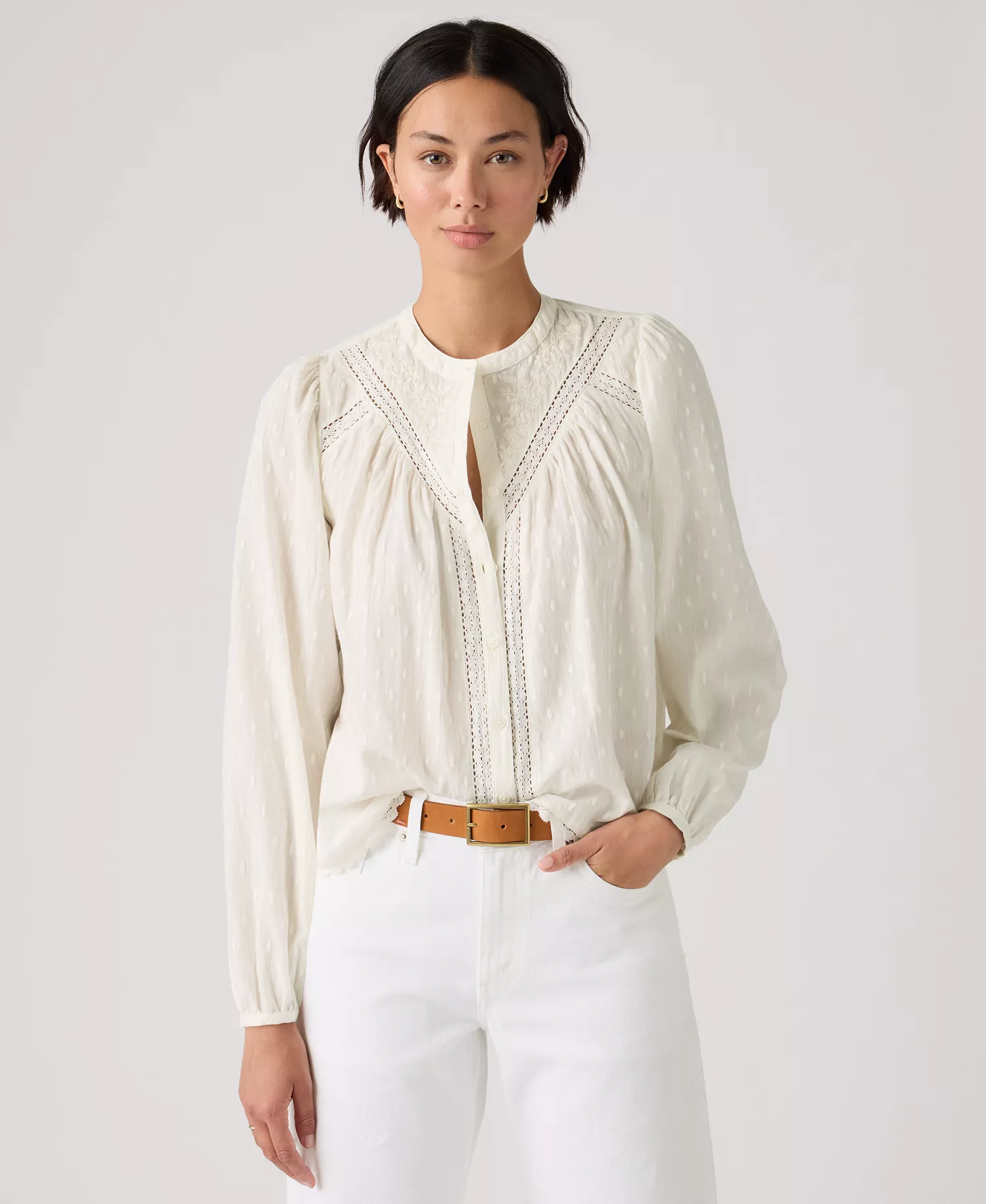 Women's Cleo Long-Sleeve Blouse - Egret - L